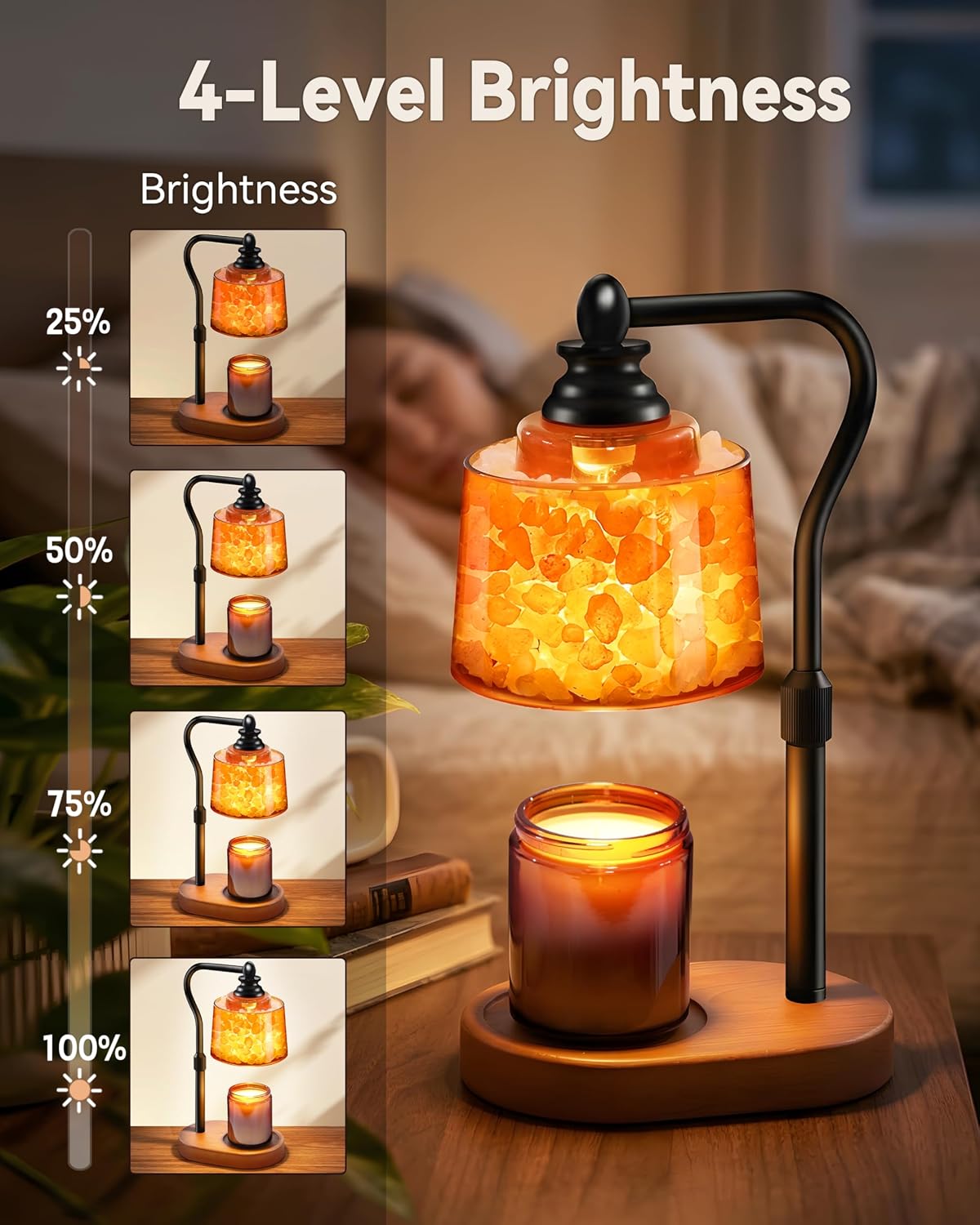 Detalle 2 de CaHomet MH01 3-in-1 Candle Warmer Lamp, Dimmable with Himalayan Salt