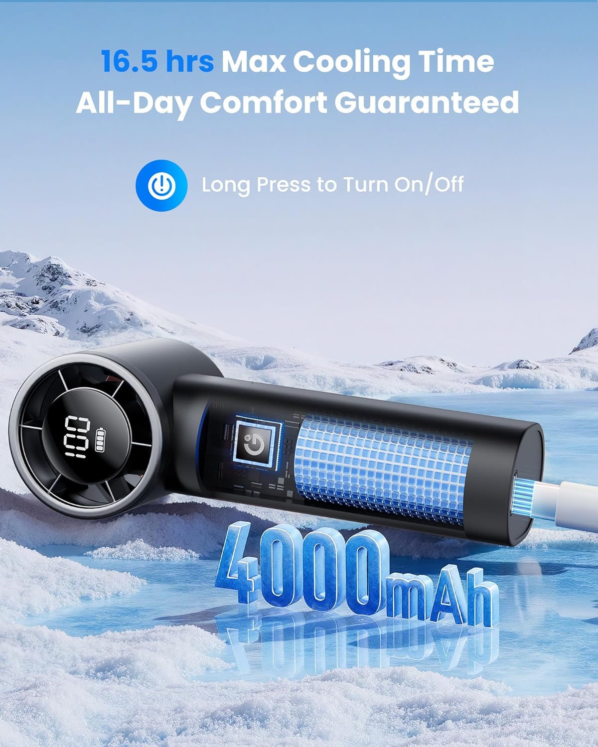 Thumbnail 4 de Gaiatop Mini Portable Fan Handheld Fan, 4000mAh Battery, 6 Speeds – Compact, Long-Lasting Personal Cooler