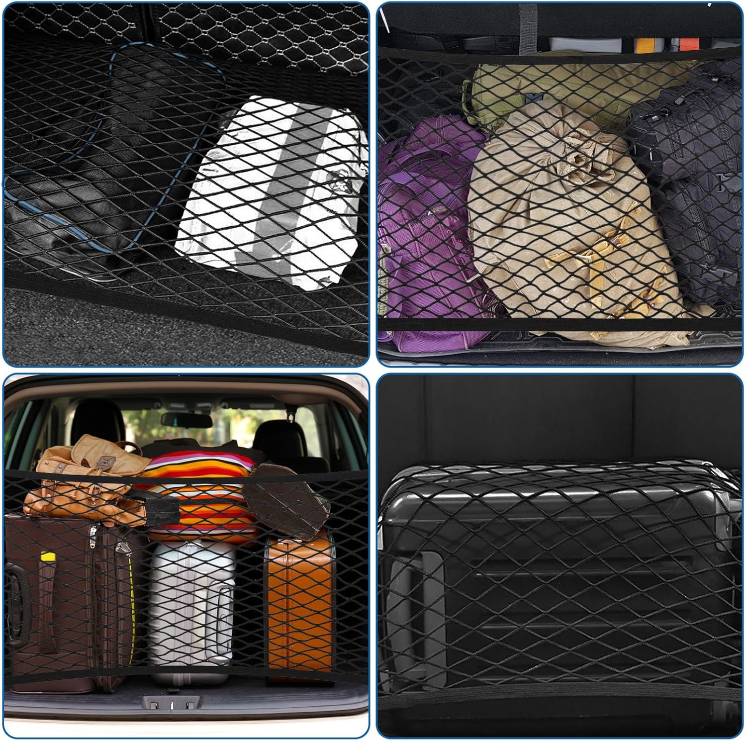 Thumbnail 6 de Yimomoyi Cargo Net 80x60cm – Elastic Nylon Baggage Net for Car Boot, Trunk, SUV, with 4 Hooks