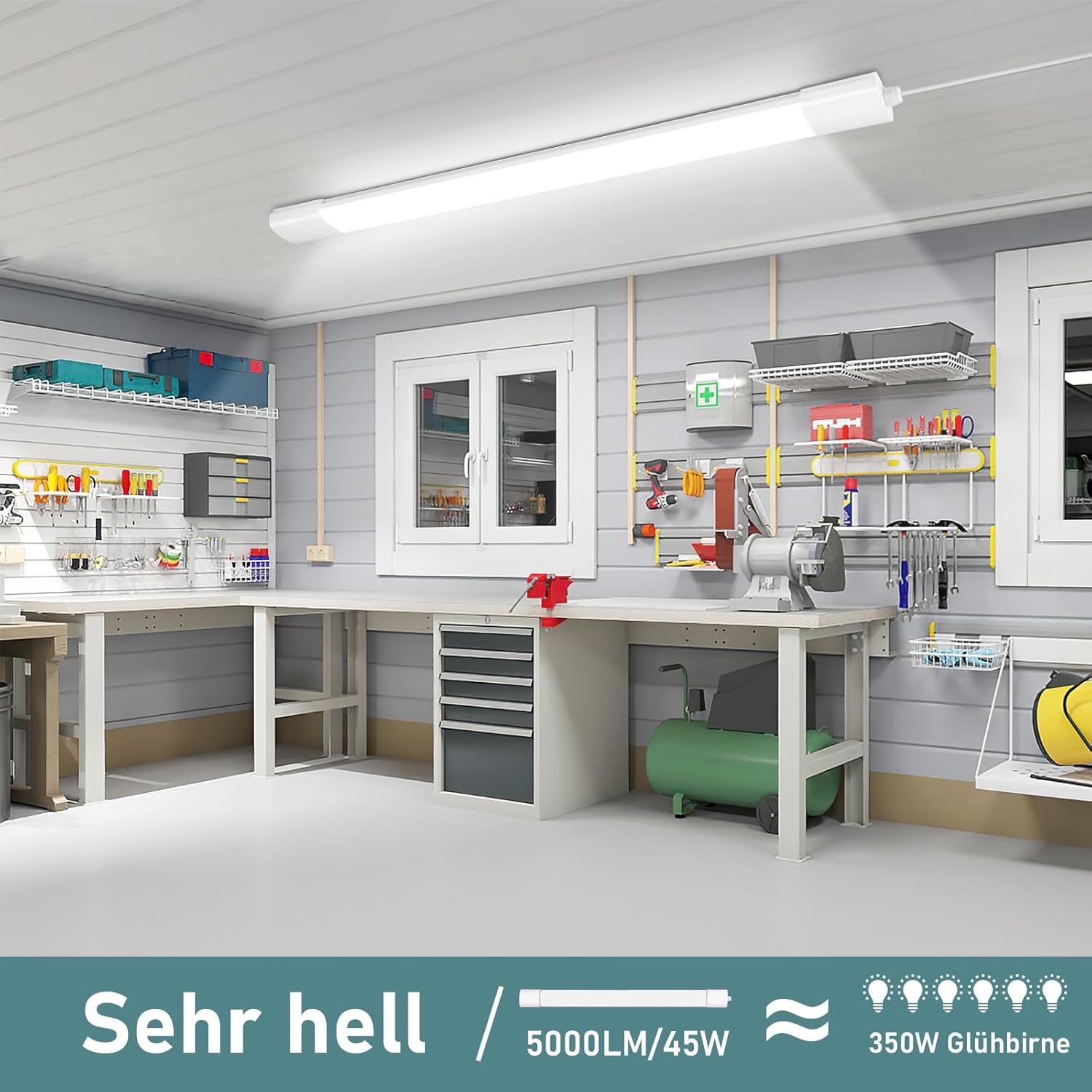 Thumbnail 2 de IEGLED LED Feuchtraumleuchte 4er Pack, 150 cm, 45 W, 5000 lm, IP65, Neutralweiß 4000 K