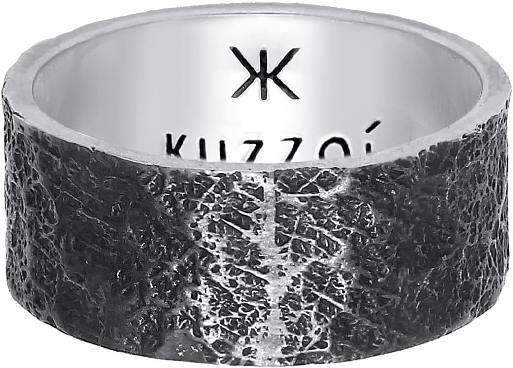 Detalle de Kuzzoi Herrenring Massiv, 10 mm, 925 Sterling Silber im Used Look (Ringgröße 60–66)