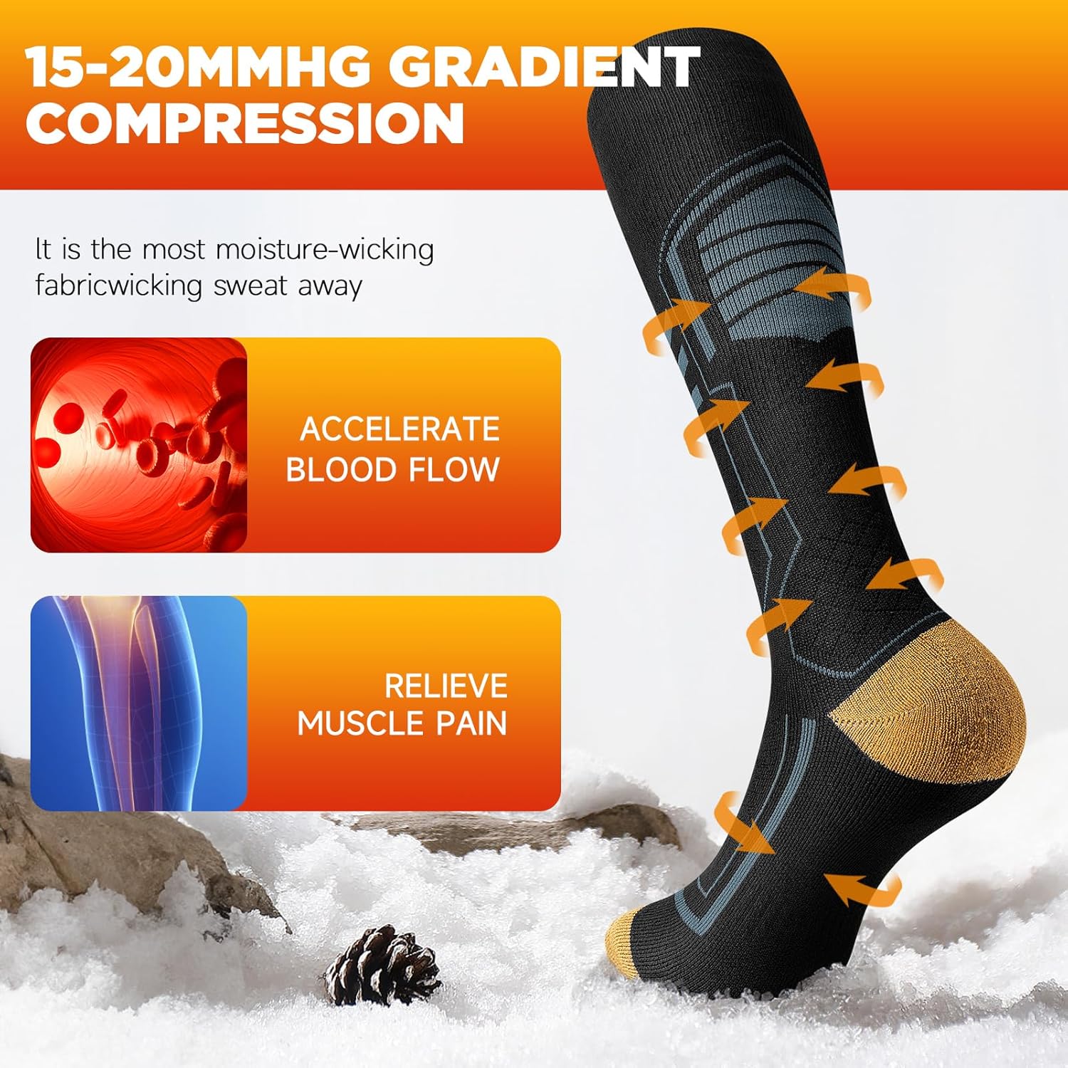 Thumbnail 4 de TANSTC Chaussettes de ski 2 paires 43-46