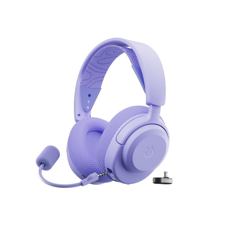 Detalle 2 de SteelSeries Arctis Nova 3X: auriculares inalámbricos lavanda con sonido 360° y cancelación de ruido