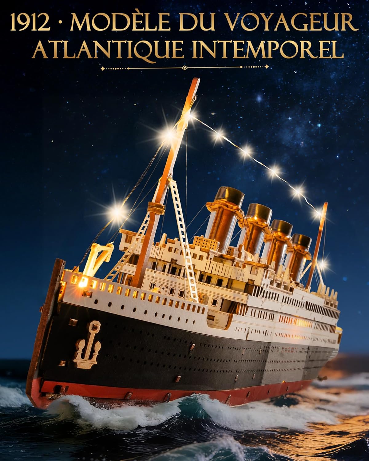 Thumbnail 2 de Rolife Puzzle 3D en Bois Titanic — Kit de Construction à Clipser, 433 Pièces