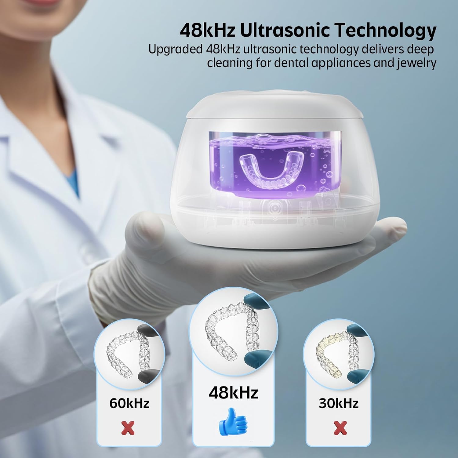 Detalle 2 de Ultrasonic Retainer Cleaner Machine 48kHz, 200ML 🪥