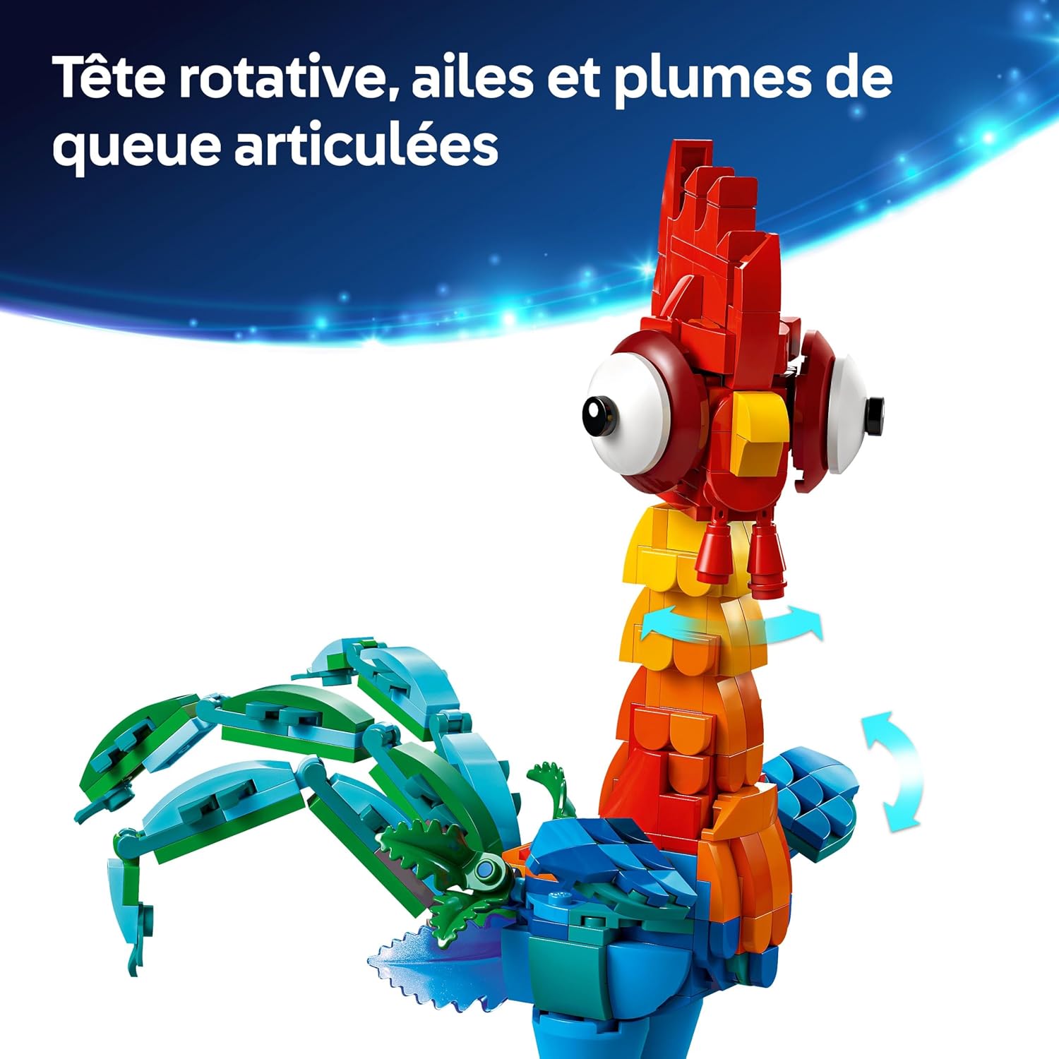 Detalle de LEGO ǀ Disney Vaiana 2 Heihei – Figurine articulée à construire et présentoir décoratif