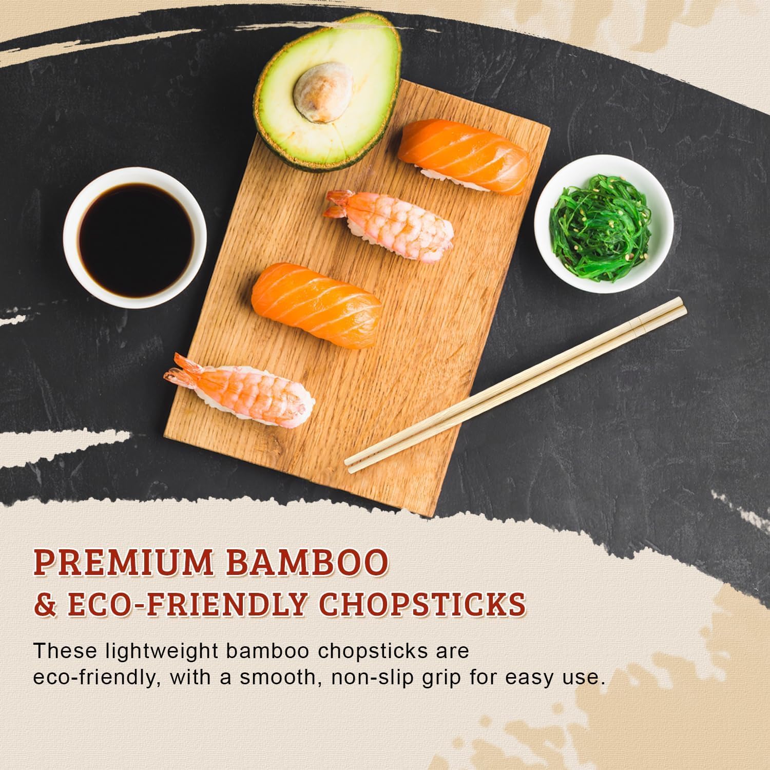 Detalle de 52USA 52-CCB-100-706 Disposable Bamboo Chopsticks, 9-Inch, Individually Wrapped
