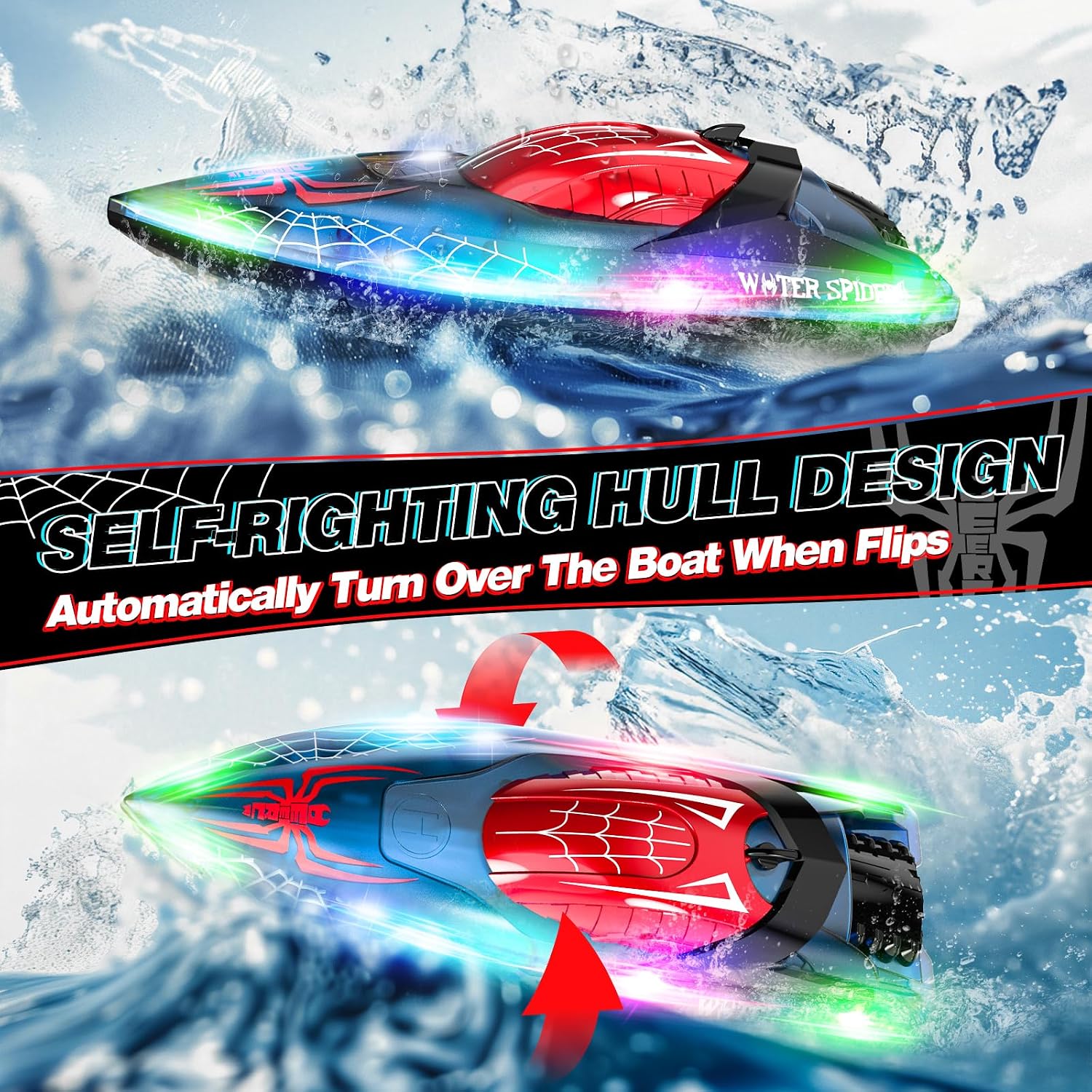 Detalle 2 de DEERC RC Spider Boat 80 Min Runtime