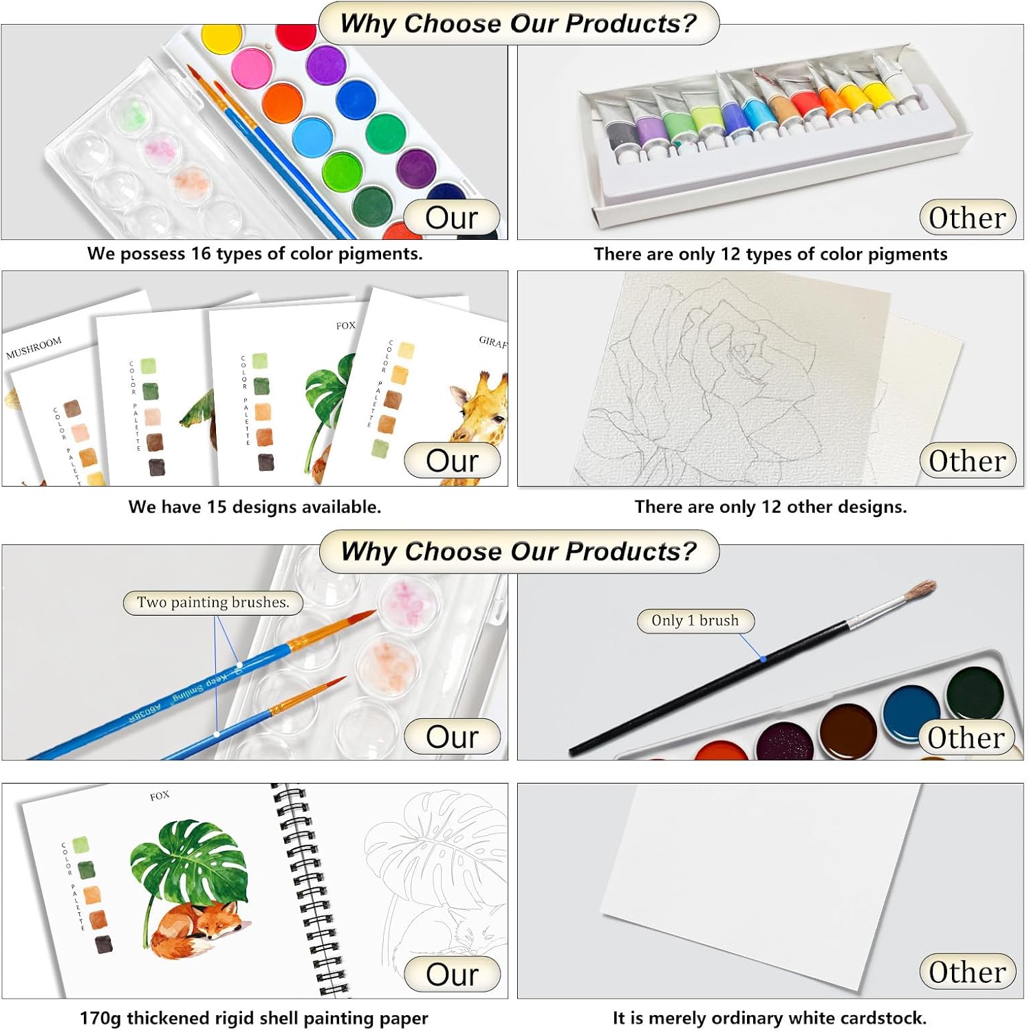 Detalle 1 de Terself WW-003-4Y Forest Watercolor Workbook with 16 Colors and Guided Designs