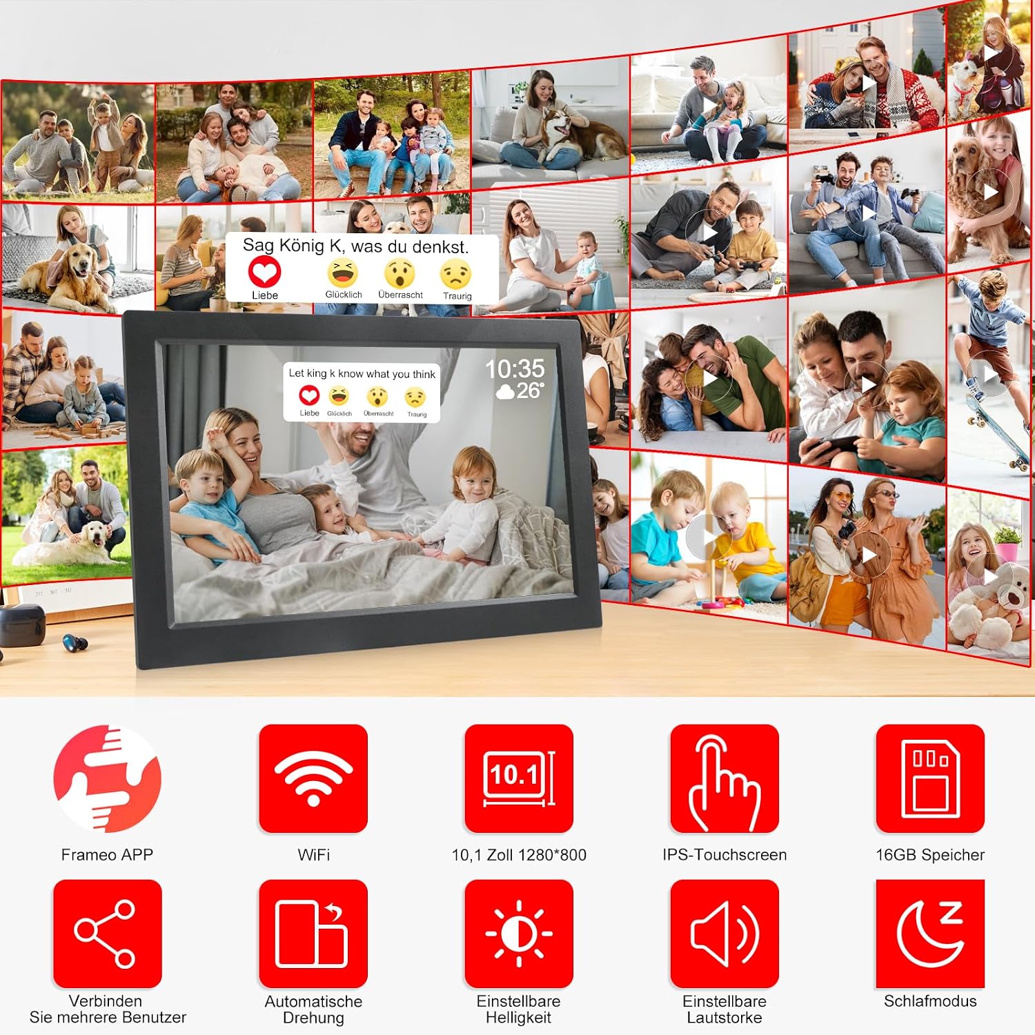 Detalle 2 de Frameo 10,1 Zoll Digitaler Bilderrahmen