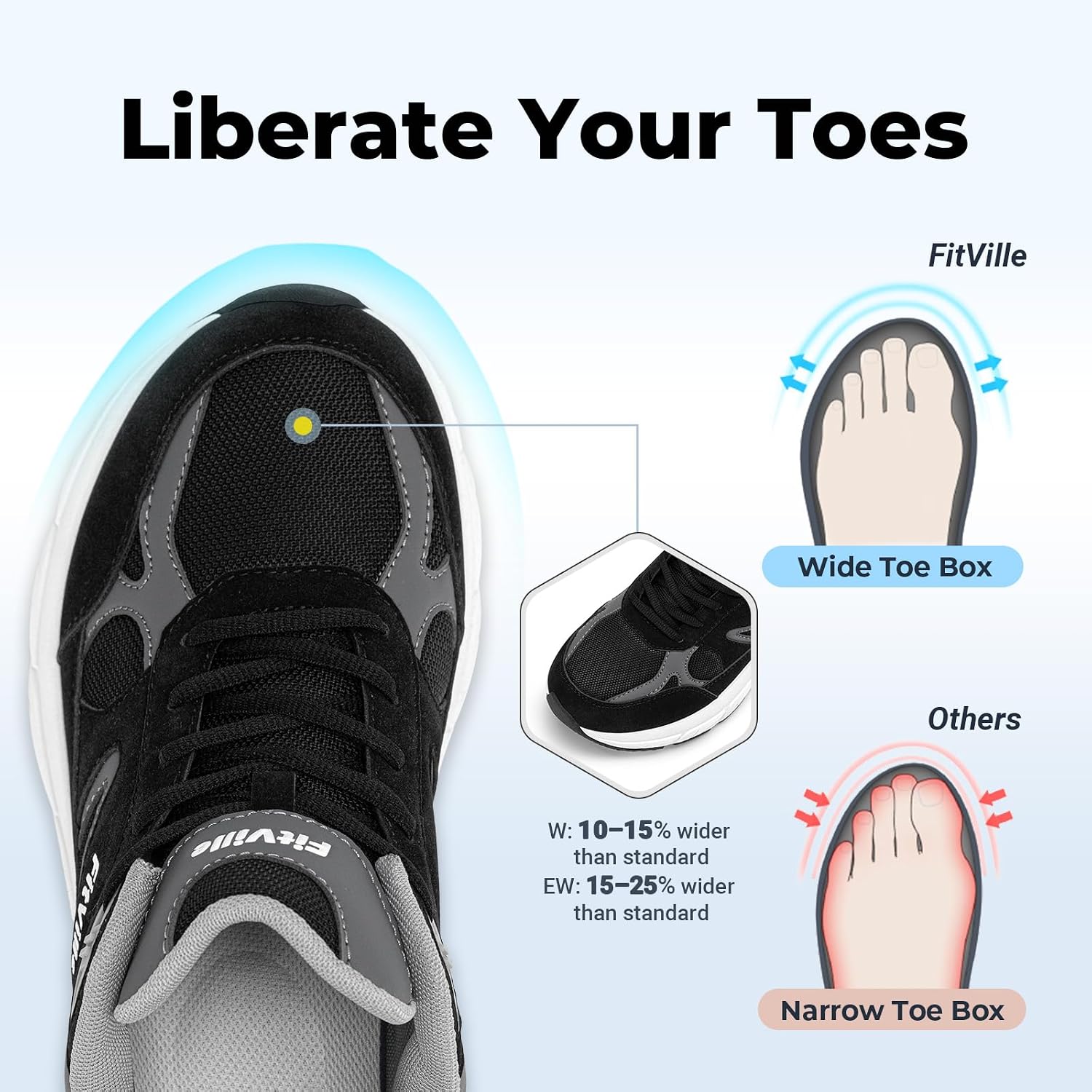Detalle de FitVille Rebound NEO V1 Wide Walking Shoes for Men