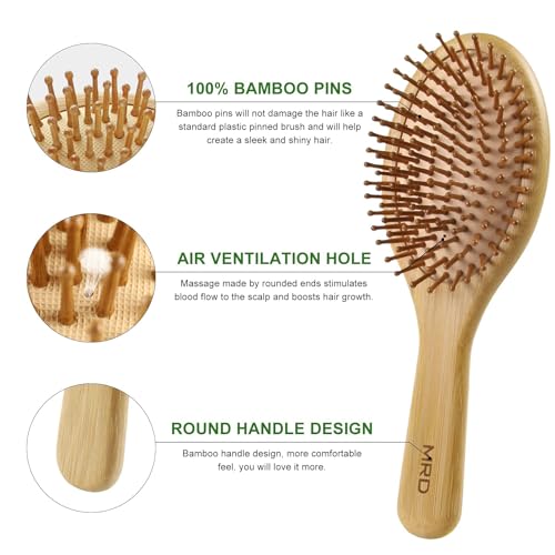 Detalle 2 de MRD Hair Brush Set: Bamboo Paddle Detangling 🪮