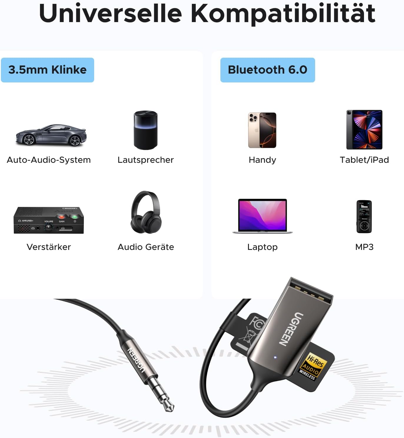 Thumbnail 3 de UGREEN Aux Bluetooth 6.0 LDAC Adapter