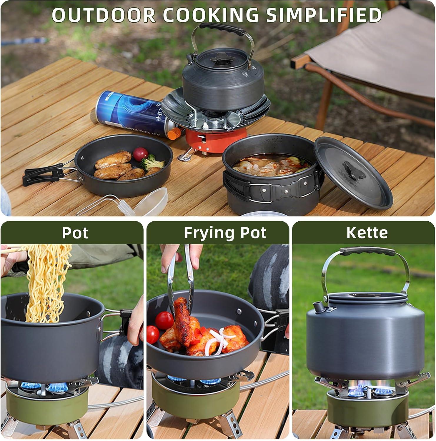 Detalle de aiGear Camping Kochgeschirr Set