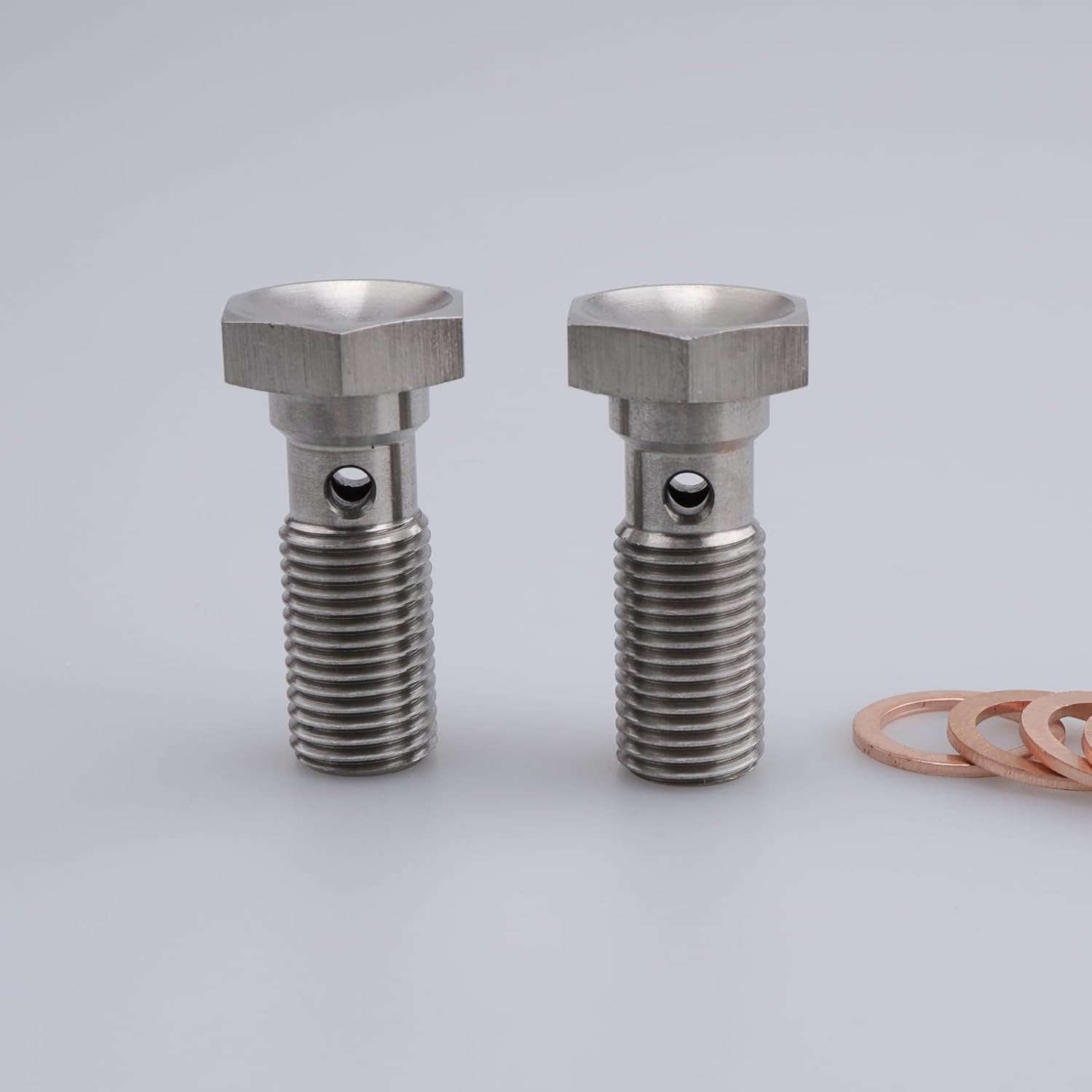 Thumbnail 1 de AC Performance Banjo Bolt 3/8 x 24 (-3 AN) Stainless Steel with Copper Washers — Pack of 2 (25mm UHL)
