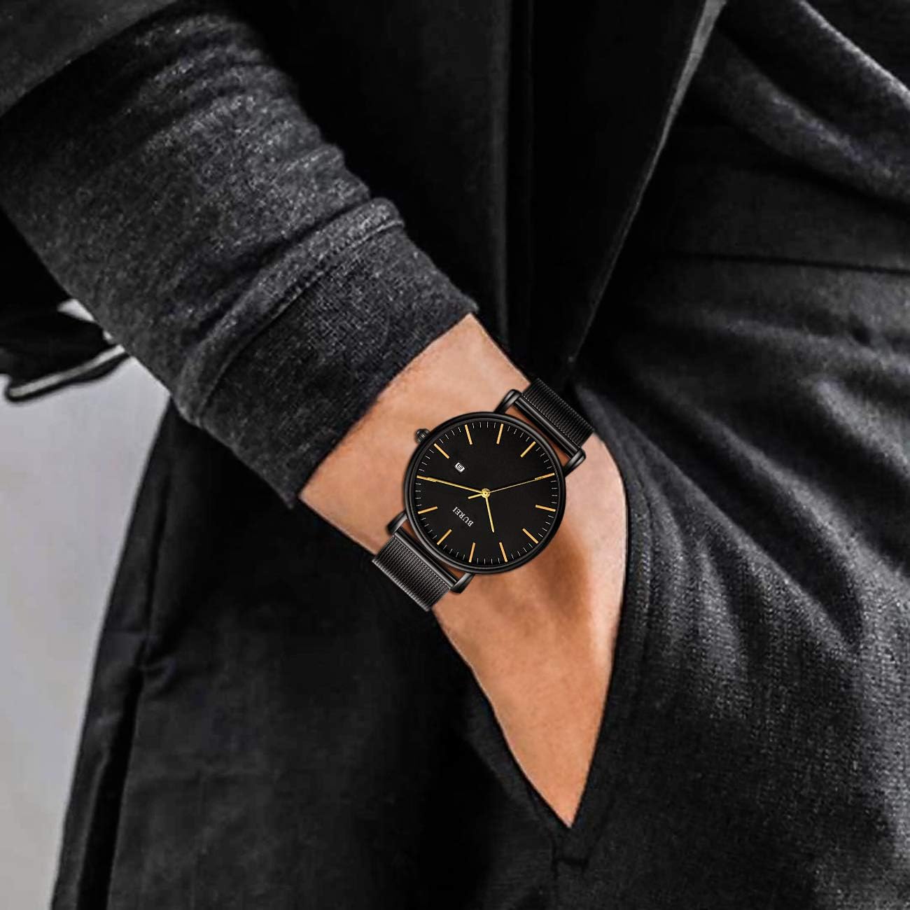 Thumbnail 4 de BUREI Montre Homme Minimaliste Classy Date 3ATM