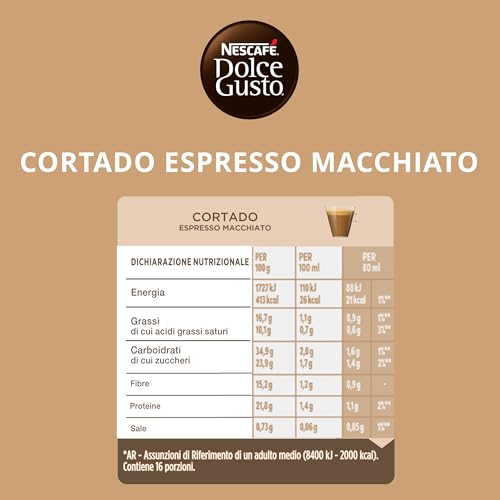 Thumbnail 8 de NESCAFÉ DOLCE GUSTO Cortado Espresso Macchiato Decaffeinato – 3 Confezioni da 16 Capsule (48 Capsule Compatibili Dolce Gusto)