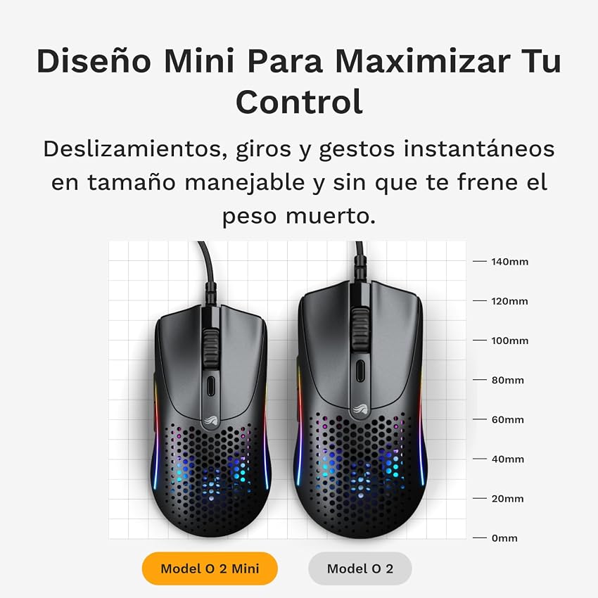 Detalle de Glorious Model O 2 Mini - Ratón Gaming Superligero 🖱
