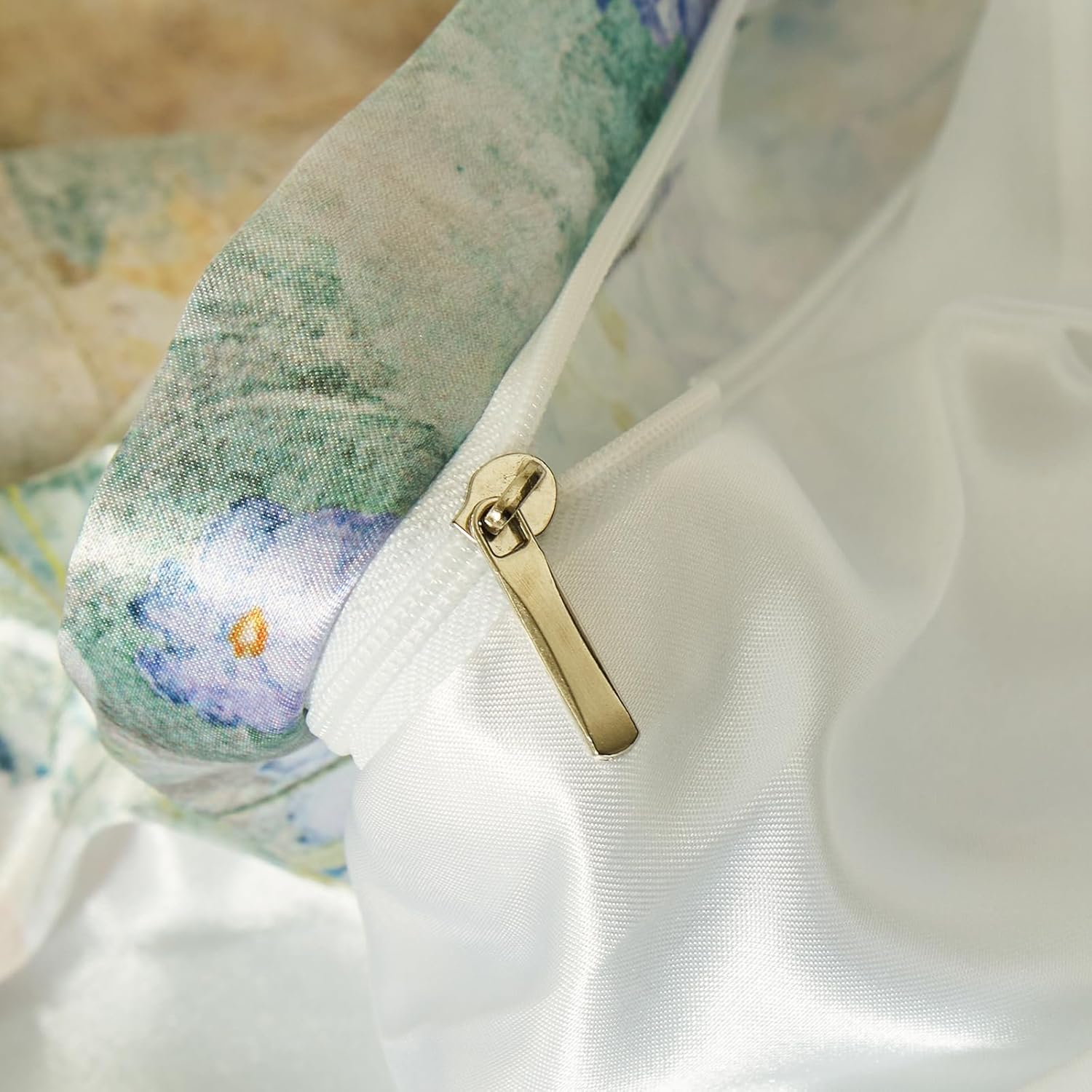 Thumbnail 4 de DuShow Green Floral Satin Duvet Cover Set, 3 Pieces (Double) – 200 x 200 cm