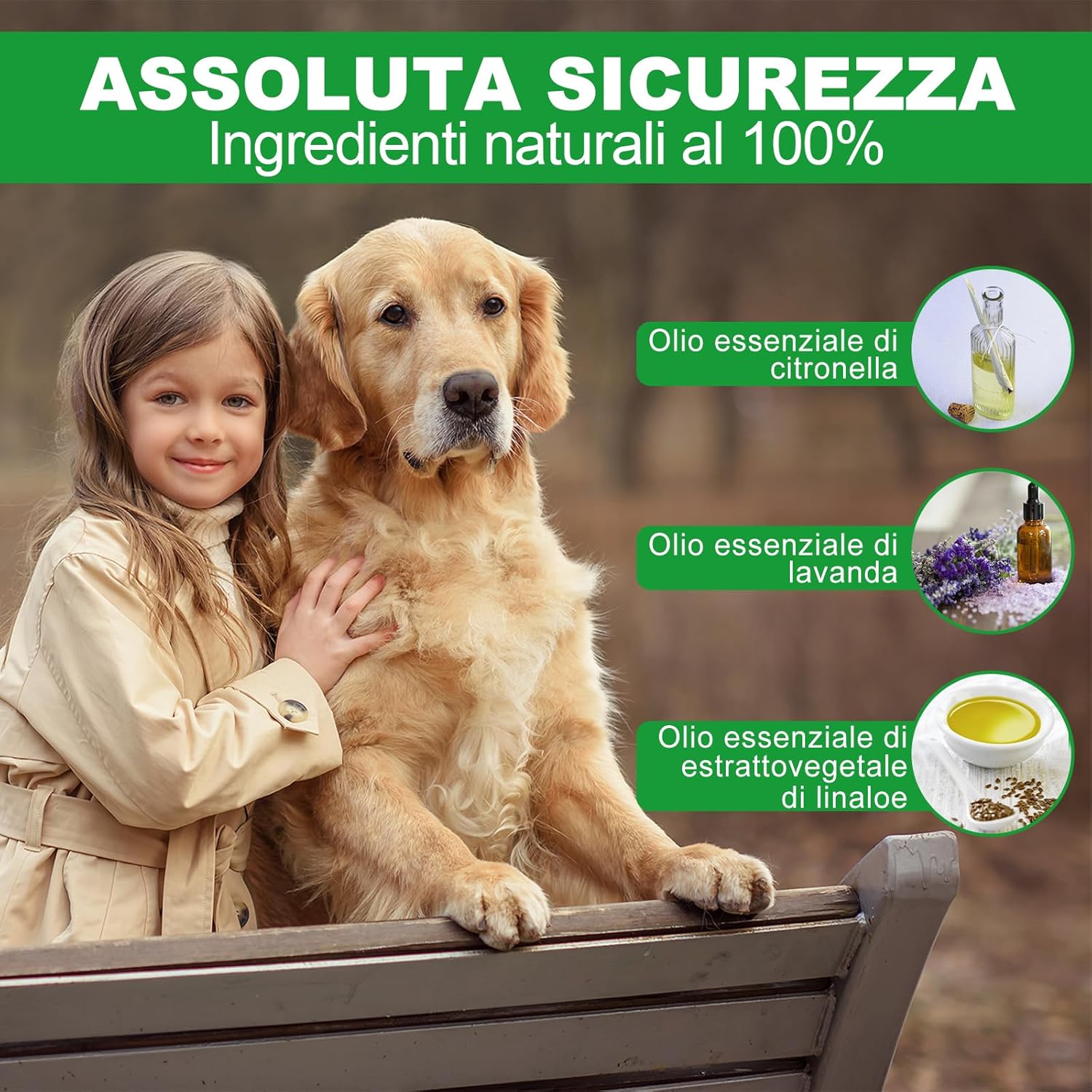 Detalle de Collare antiparassitario per Cani 65 cm – protezione naturale 12 mesi, impermeabile e regolabile