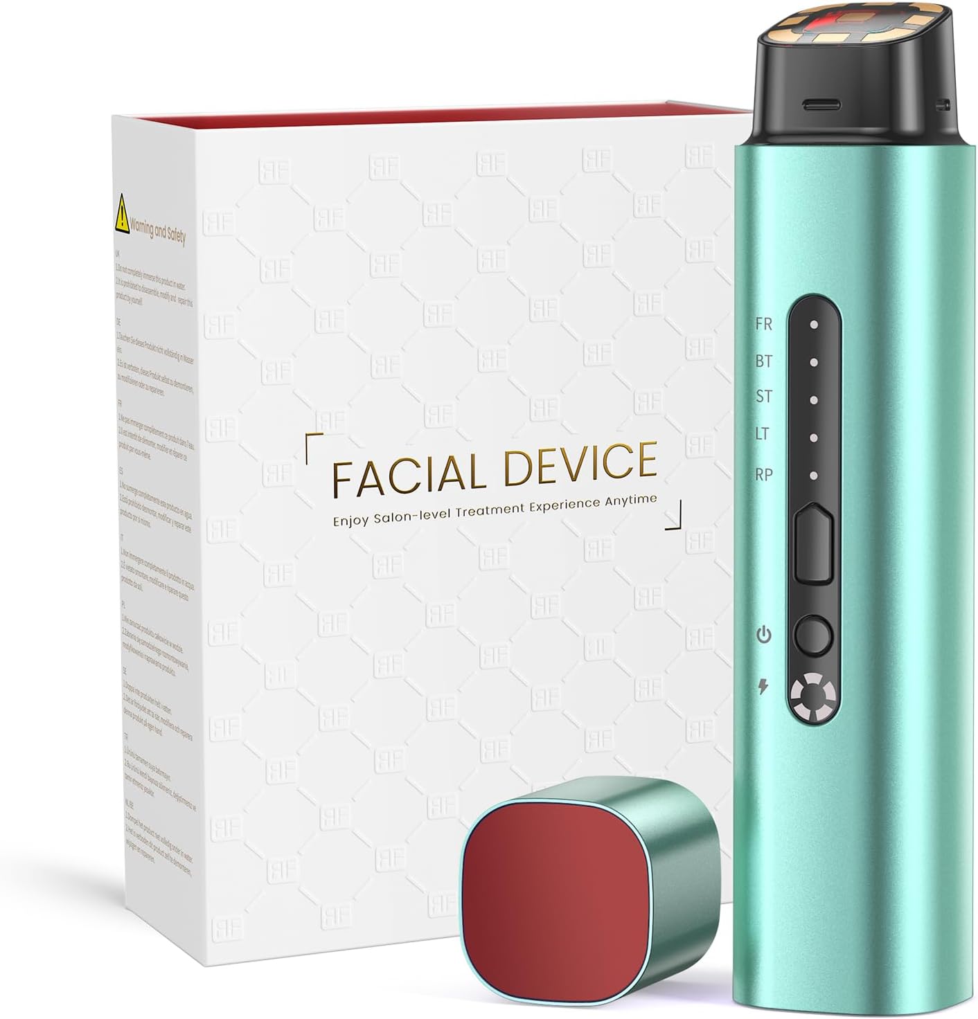 Detalle de Radiofrequenza Viso Professionale con Microcorrente e LED – Massaggiatore Viso e Collo (verde)