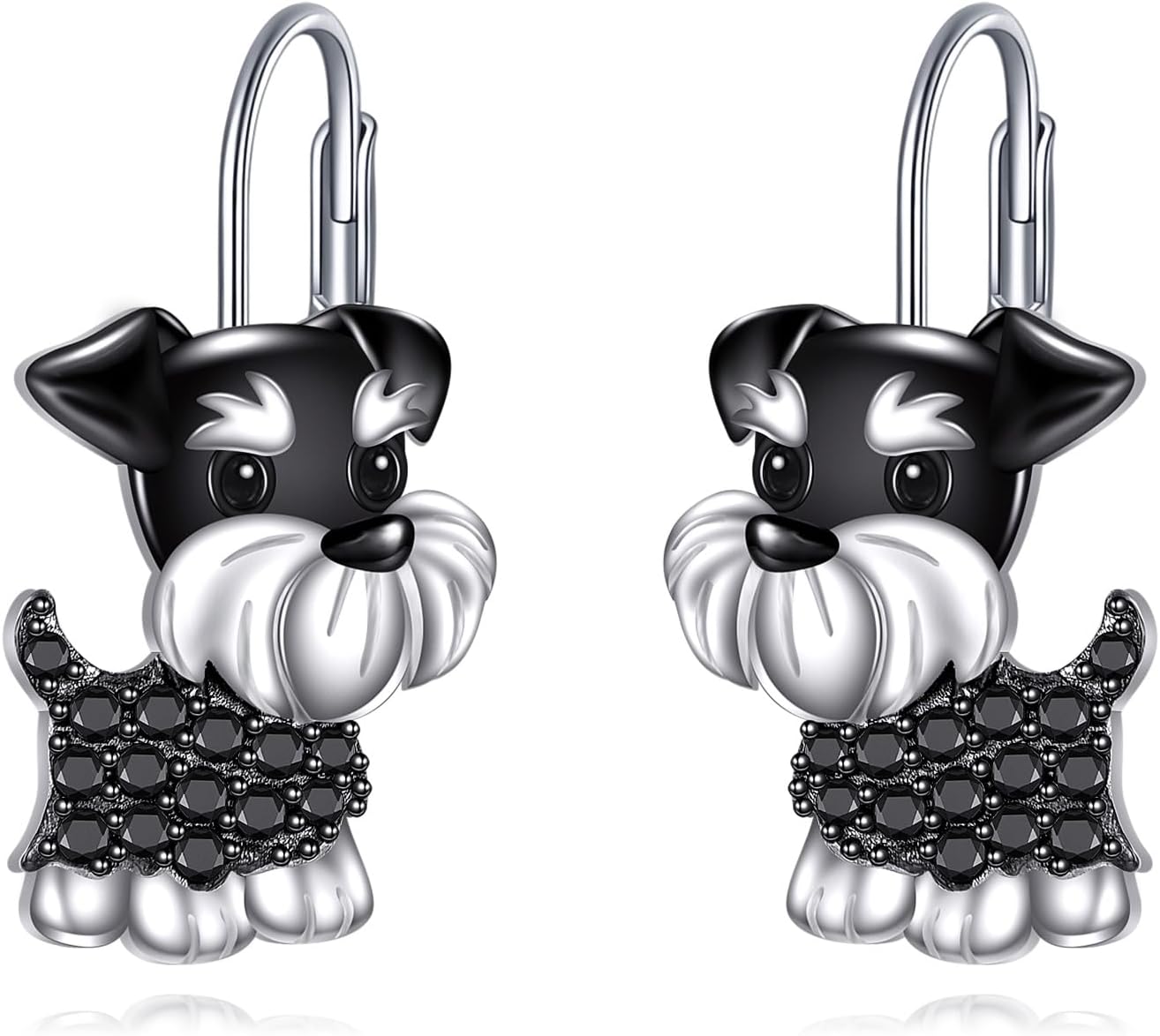 Detalle de URONE Dog Earrings in 925 Sterling Silver with Leverback Closures