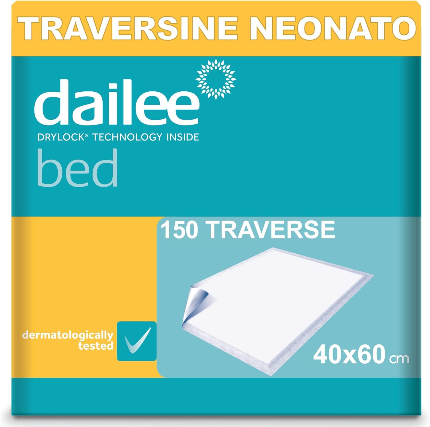 Dailee Bed 40x60: Traversine neonato 150x, fasciatoio e cambio pannolino – 6 confezioni da 25 pezzi (scorta)