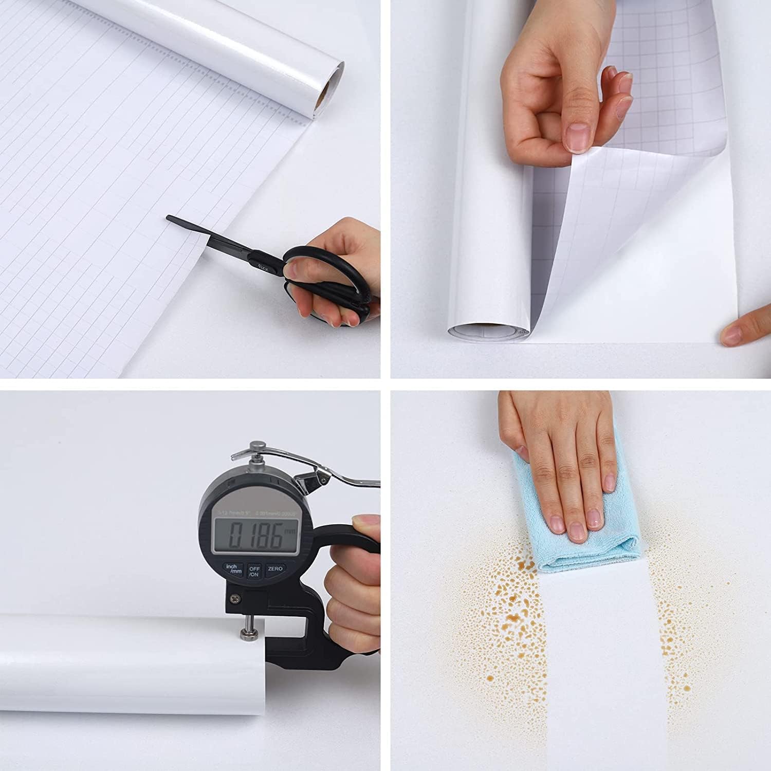 Detalle de Hode Vinyl Wrap White Glitter Effect - 60cm x 5m Sticky Back Plastic Rolls