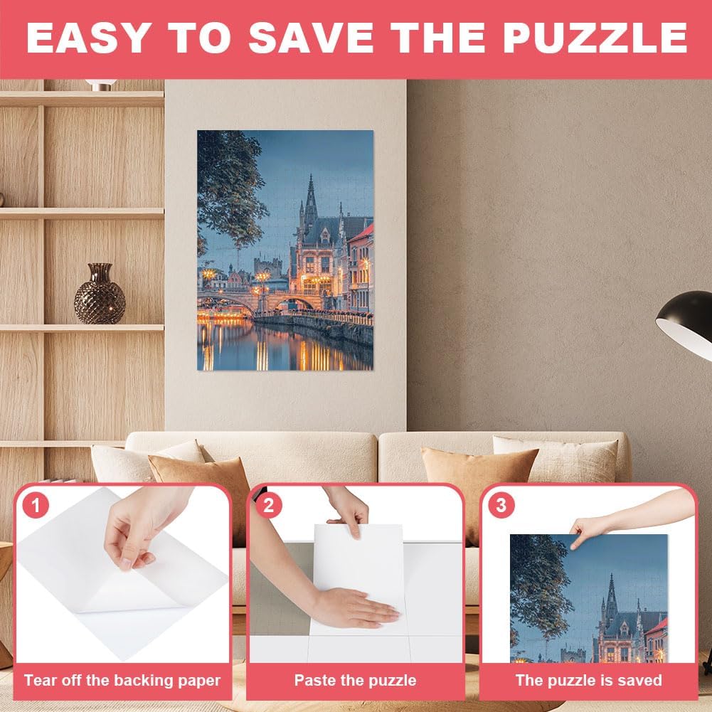 Detalle 2 de Ainiv 16 Fogli Colla per Puzzle Bifacciale Colla 19×26 cm — Protezione e Conservazione facili
