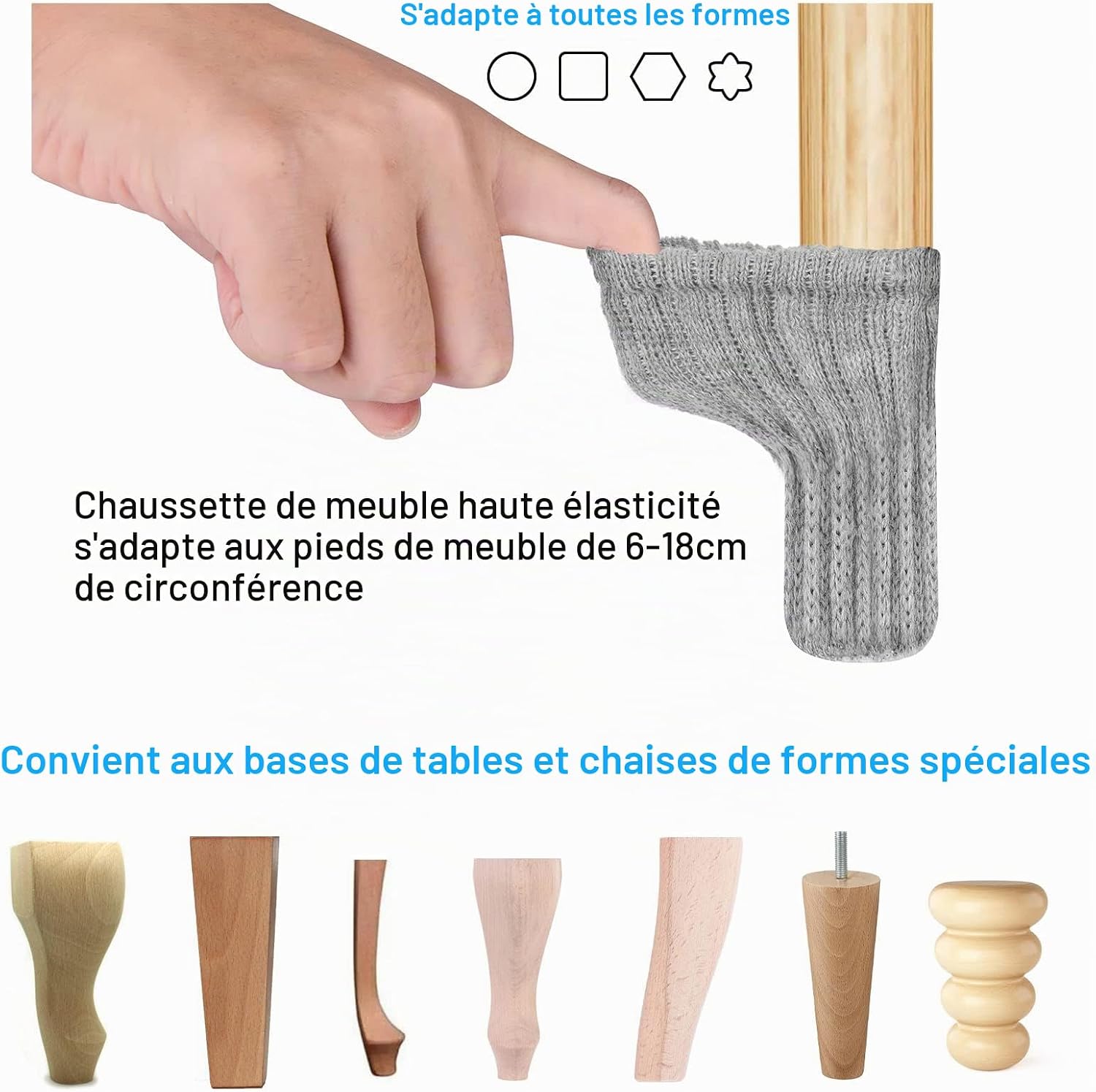 Detalle de OSDUE P-TLHZZ20220609-FBA meubelpootsokken, 24 stuks, gebreid en elastisch