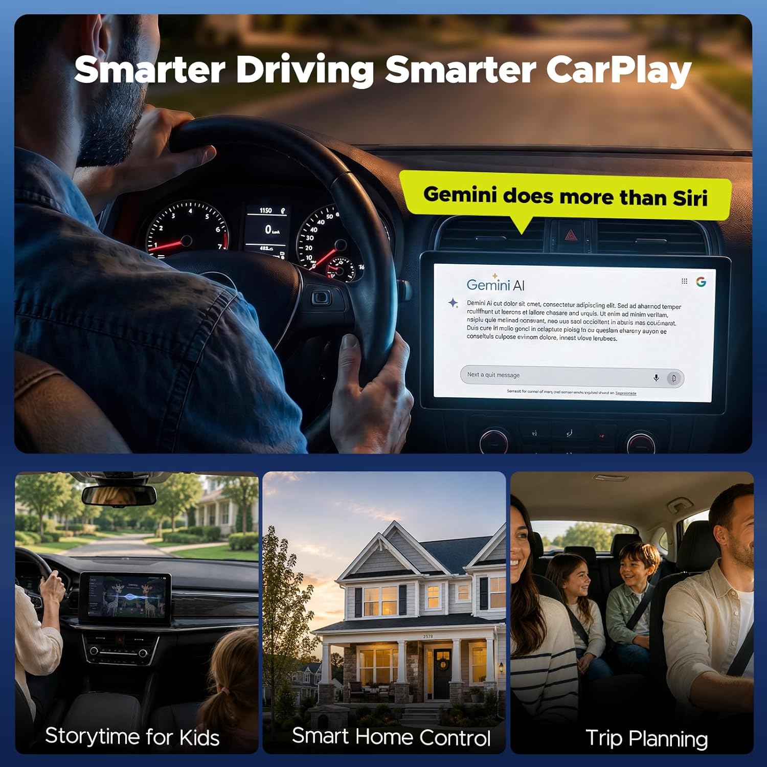 Thumbnail 3 de LAMTTO Wireless CarPlay Adapter with Gemini AI: Full Google Play, 4GB RAM + 32GB Storage