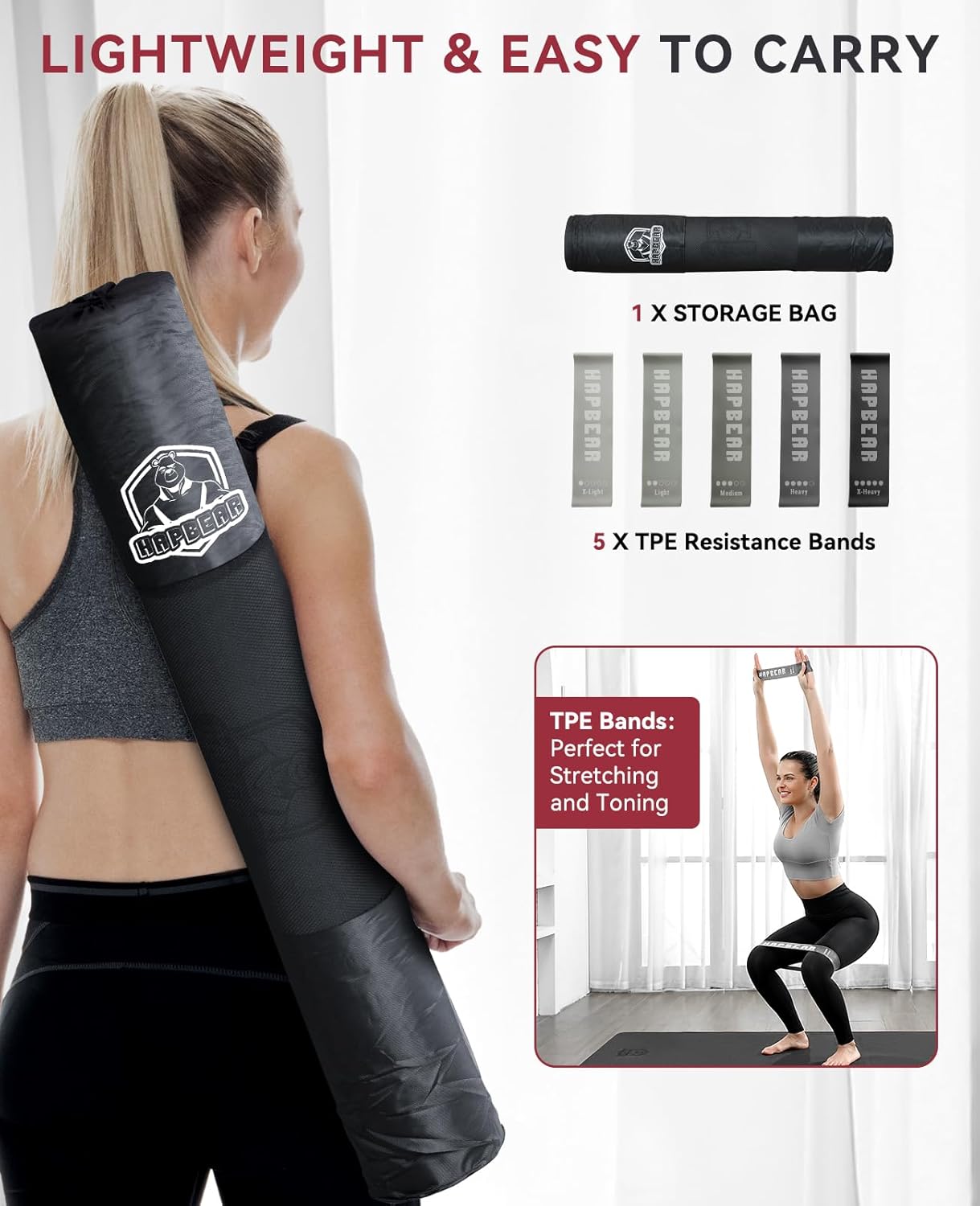 Thumbnail 6 de HAPBEAR Large Yoga Mat 183x91cm 6mm