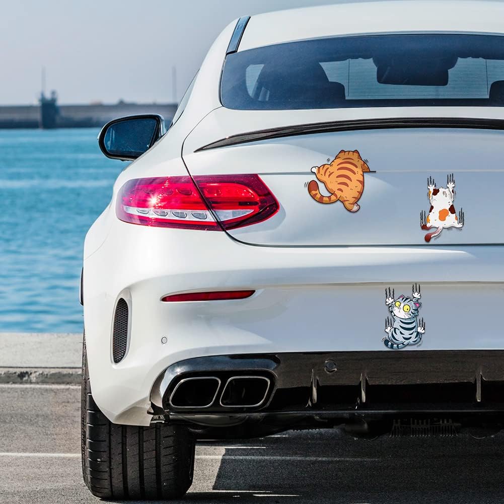 Detalle 2 de URAQT set da 3 adesivi 3D a tema gatti per vetri e carrozzeria