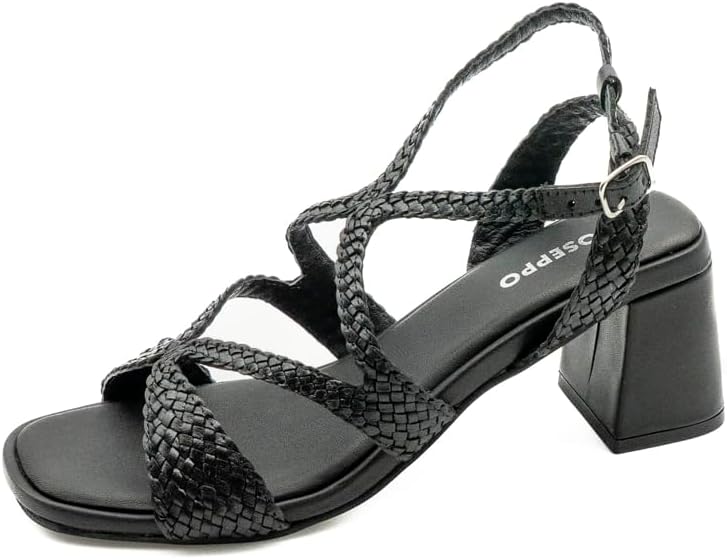 Detalle de GIOSEPPO Femme Mohoro Sangle en T – Sandales en cuir tressé, confort et élégance