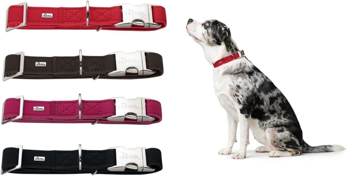 Detalle 2 de HUNTER Hundehalsung SOFTIE ALU-STRONG – Größe M, braun, Nubukoptik