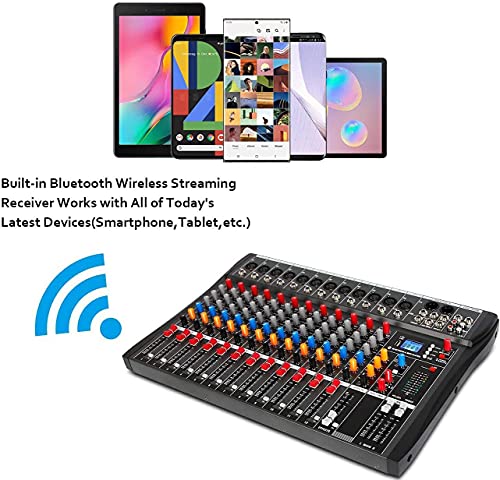 Detalle de Depusheng DA12: consola mezcladora de sonido estéreo profesional de 12 canales con Bluetooth y USB