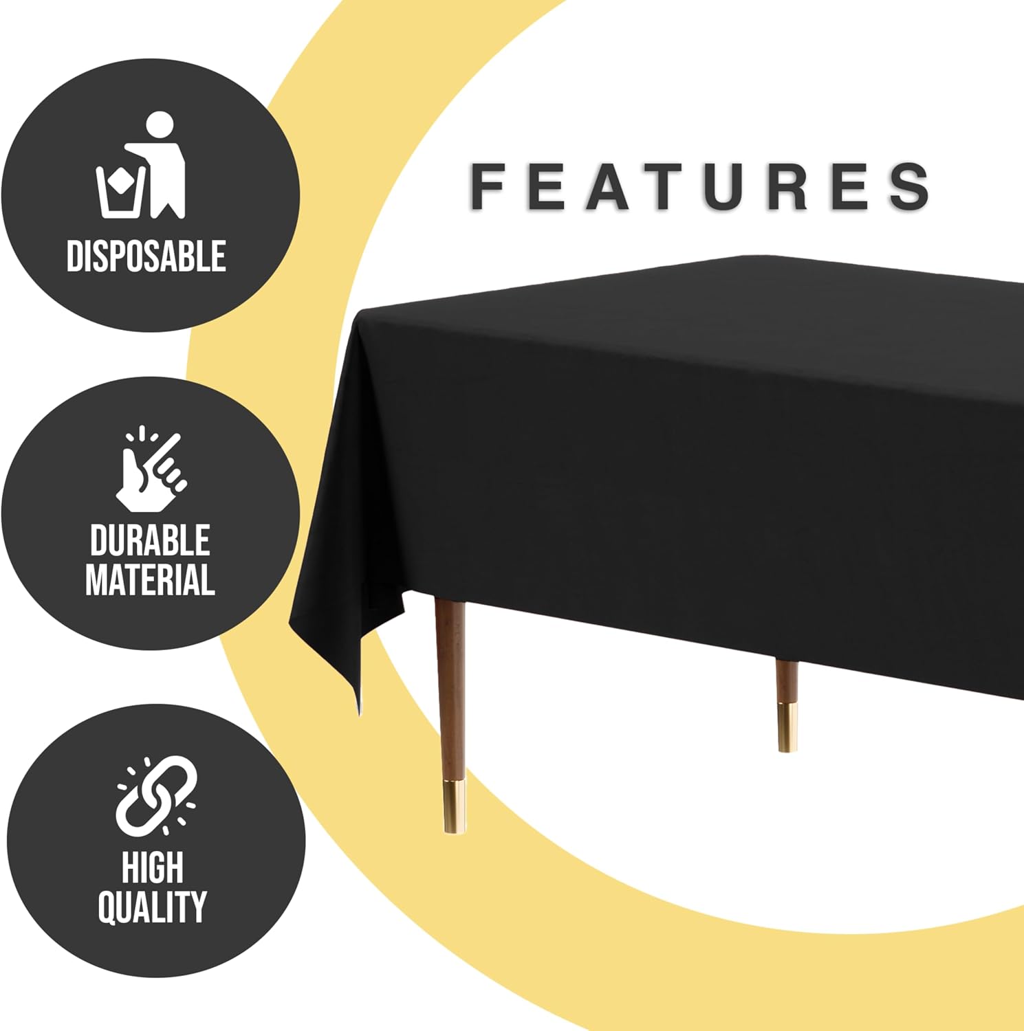 Thumbnail 6 de Exquisite 66% Thicker Premium Black Plastic Tablecloths – 12 Pack, 54" x 108" (0.5 mil)