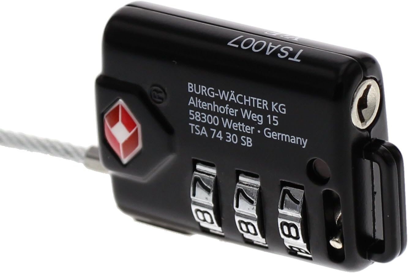 Thumbnail 4 de Burg-Wächter TSA Sicherheits-Zahlenschloss, TSA 74 30 SB – flexibler Bügel aus 2,9 mm Ø, Schwarz