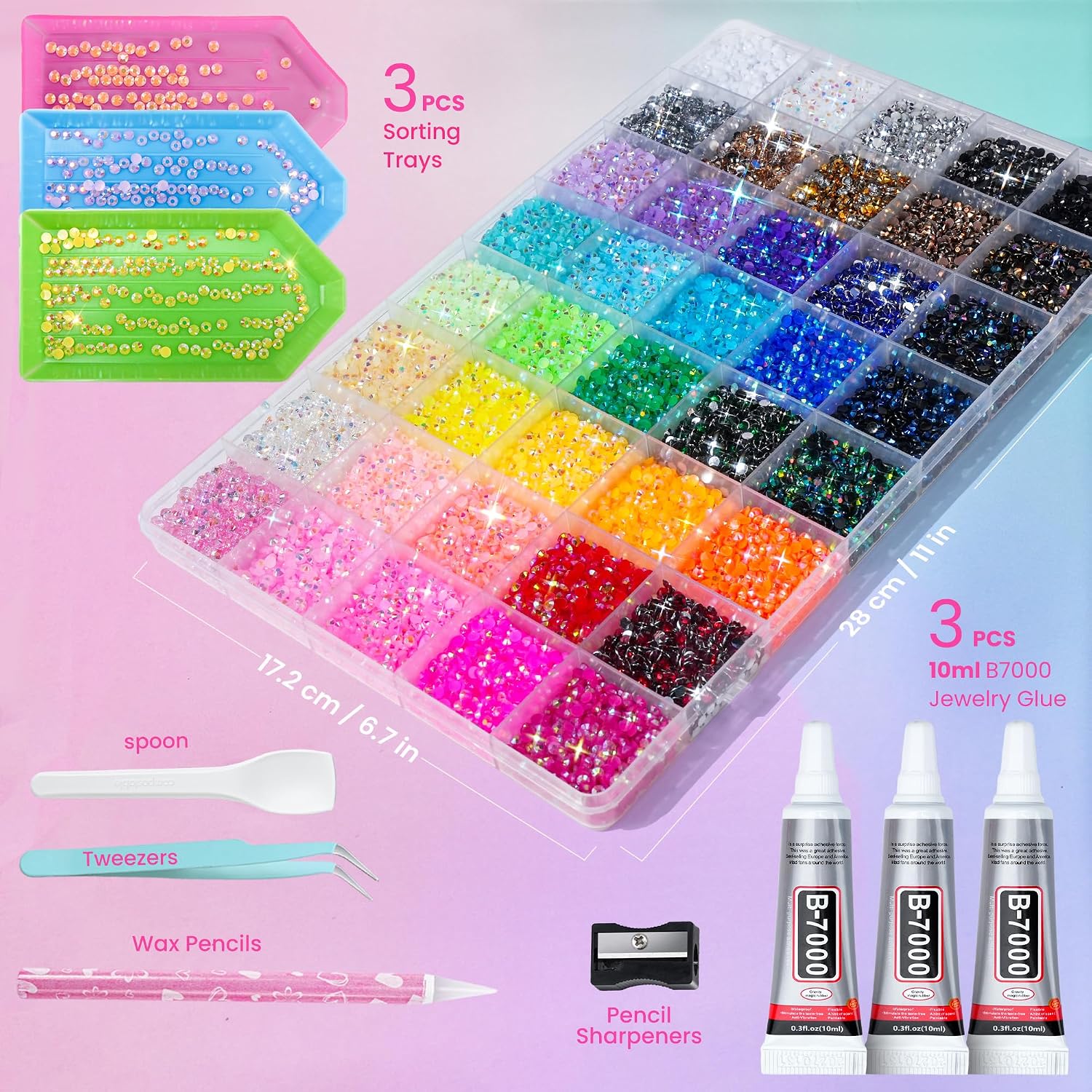Detalle de Gionlion Rhinestone Craft Kit, 3mm