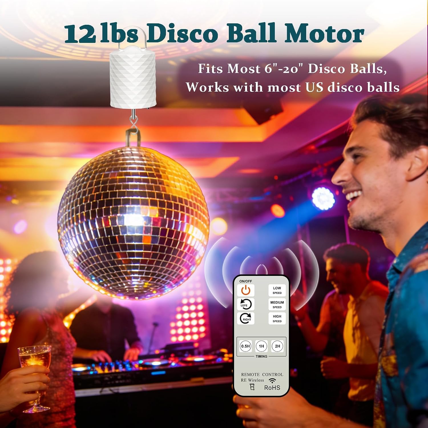 Thumbnail 1 de OMCCHK White Remote Motor Disco Ball Motor, 1–30 RPM, 3 Speeds