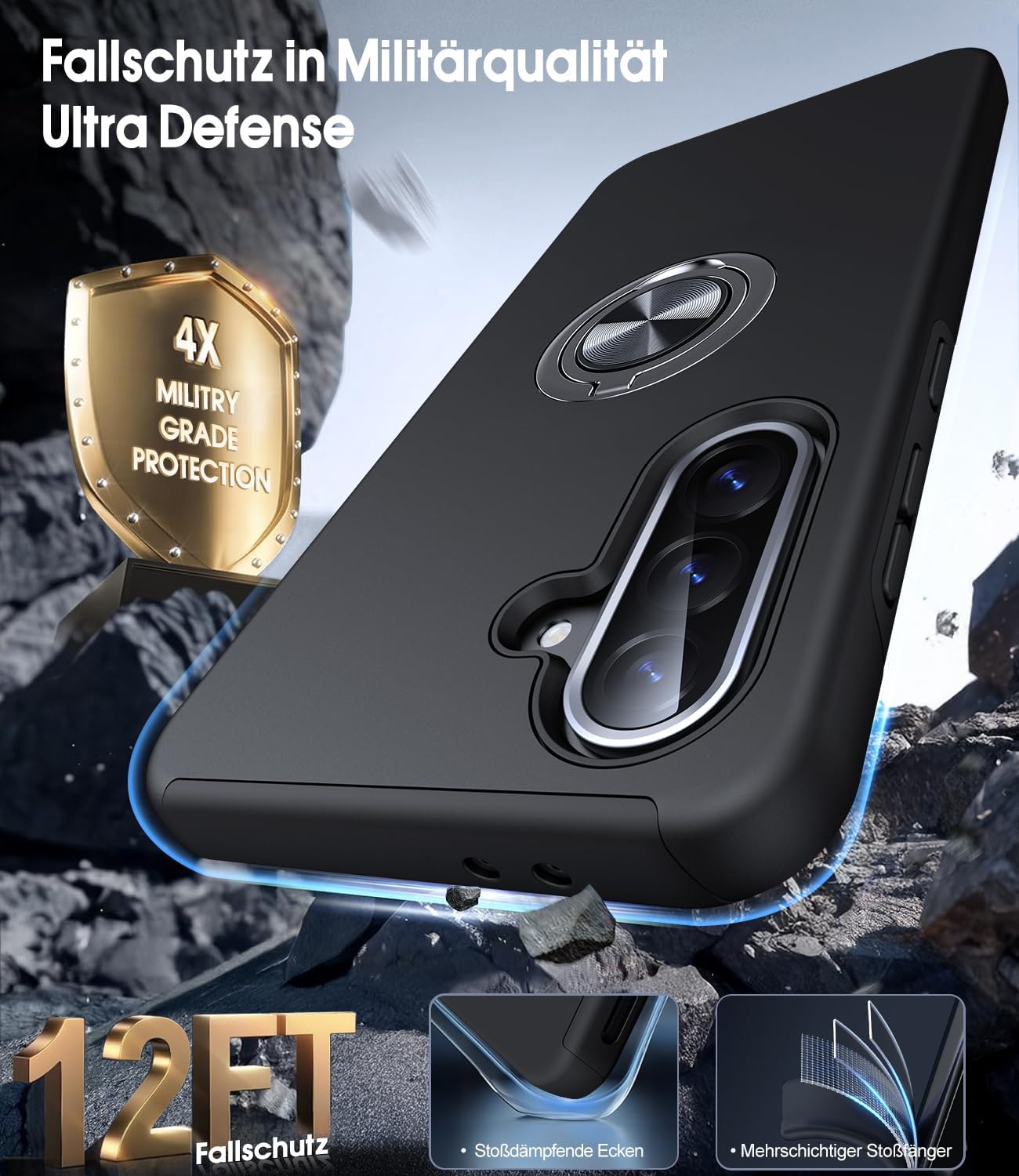 Thumbnail 4 de AOUIA Galaxy A56 5G Hülle mit 360° Ring