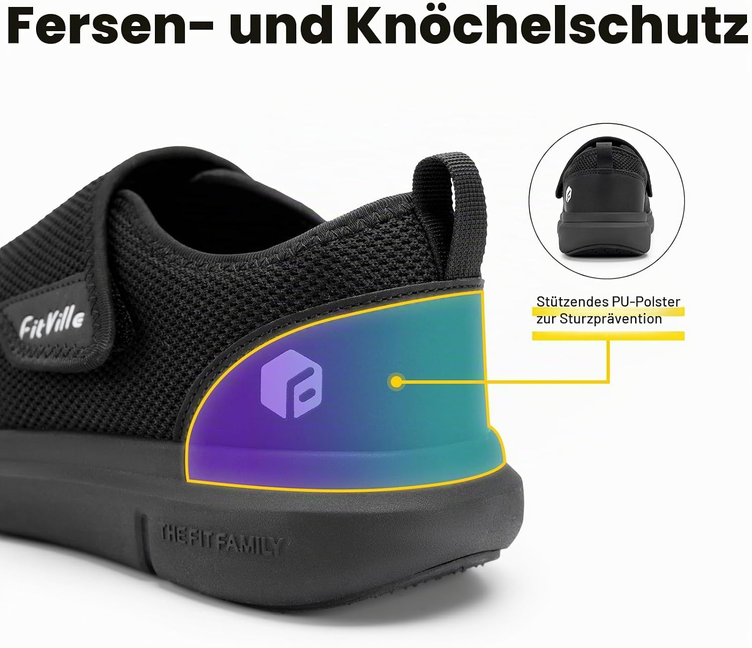 Detalle de FitVille Herren Extra Weit Pflege Hausschuhe mit Klettverschluss EasyTop Wings V2