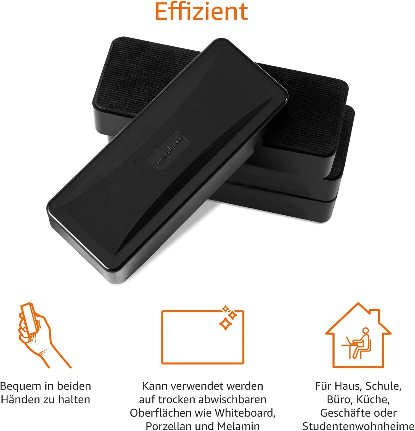 Thumbnail 1 de Amazon BasicsSchwamm für trocken abwischbare Whiteboards – 4er-Pack, schwarz