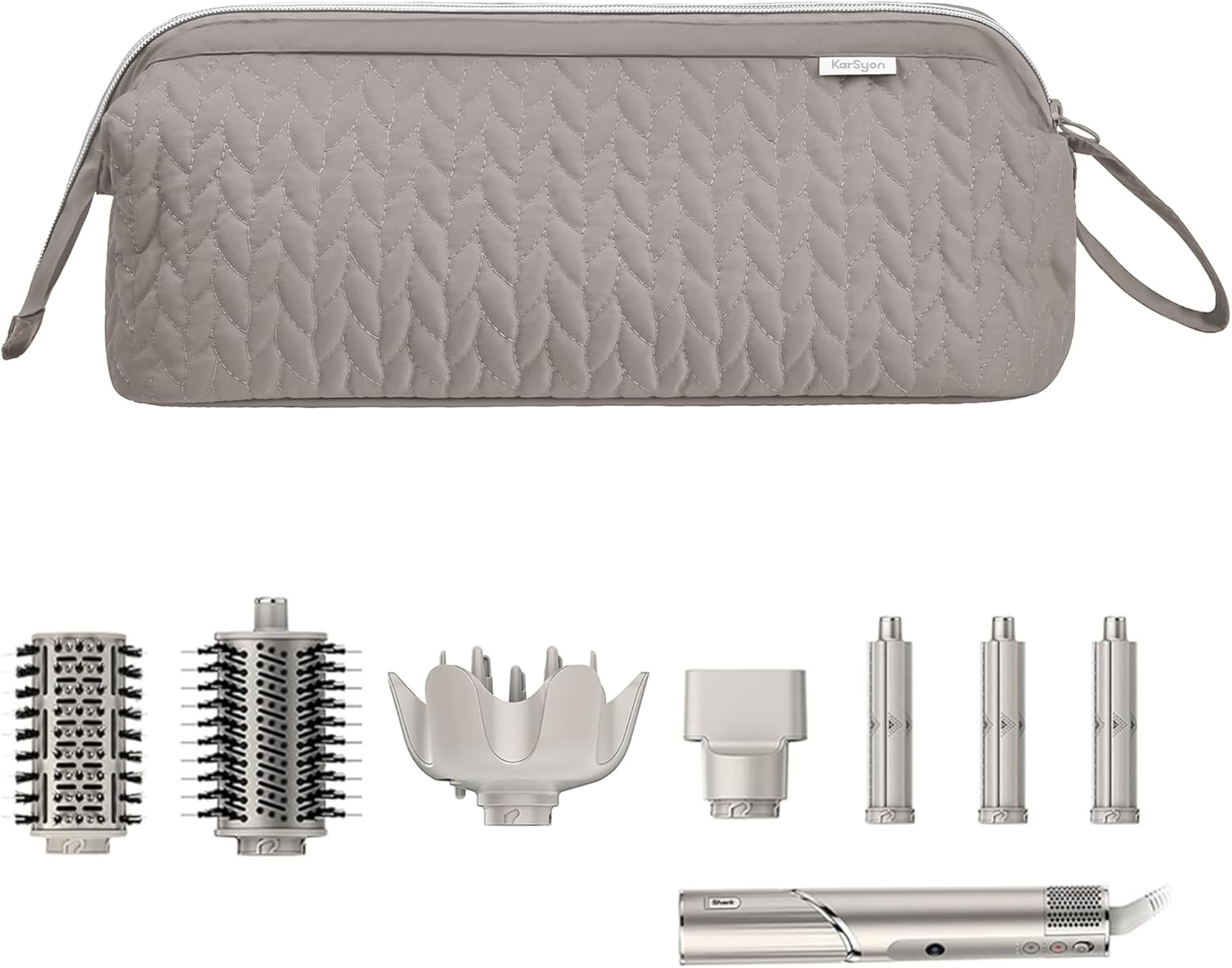 Detalle de KarSyon Shark Flex Style Case Travel Bag for Airwrap/Flat Iron Accessories (Camel)