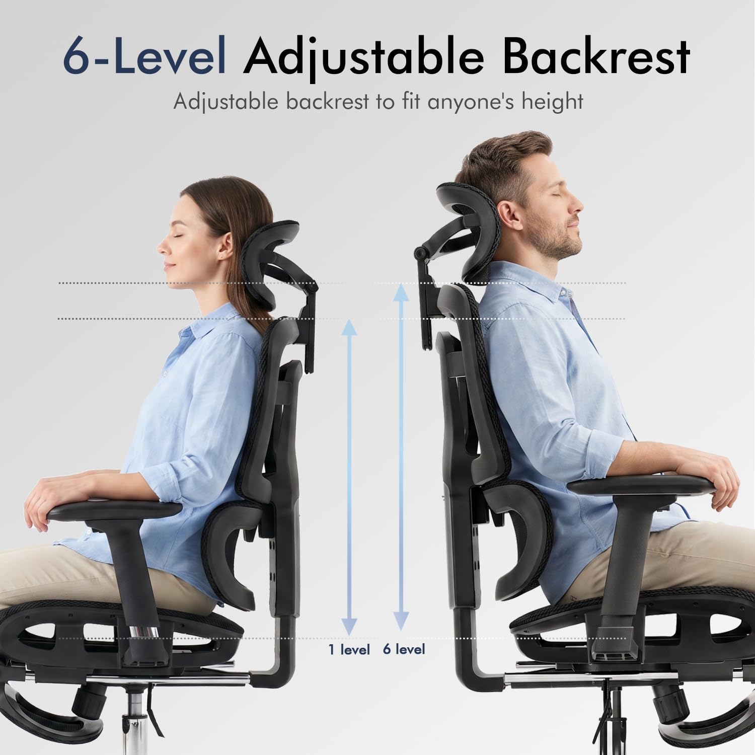 Detalle 1 de marrap WW805 Ergonomic Mesh Office Chair with Tilt, Footrest and Flip-Up Arms