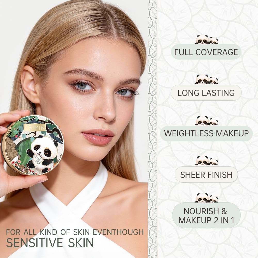 Detalle 2 de CATKIN Panda Land Air Cushion Foundation mit vollständiger Deckkraft, 15g*2 – atmungsaktiv & pflegend
