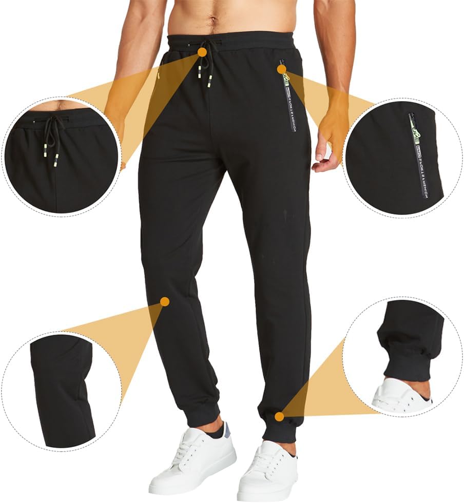 Detalle de ZOXOZ Mens Joggers Tracksuit Bottoms with Zipped Pockets – cotton, elasticated waist