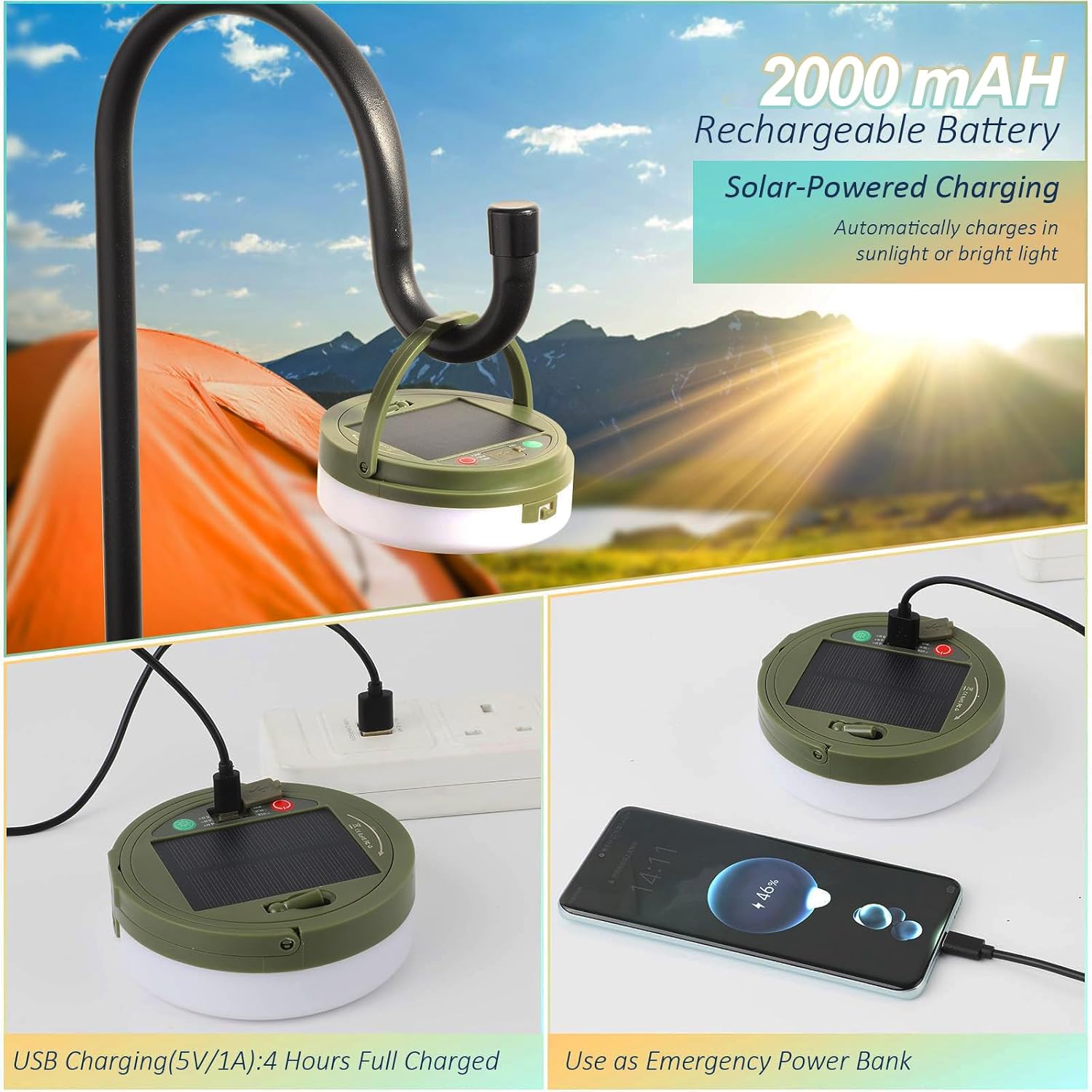Thumbnail 5 de Liglit Solar Camping String Lights: 10m, 100 LEDs, 13 Modes, USB & Solar Rechargeable
