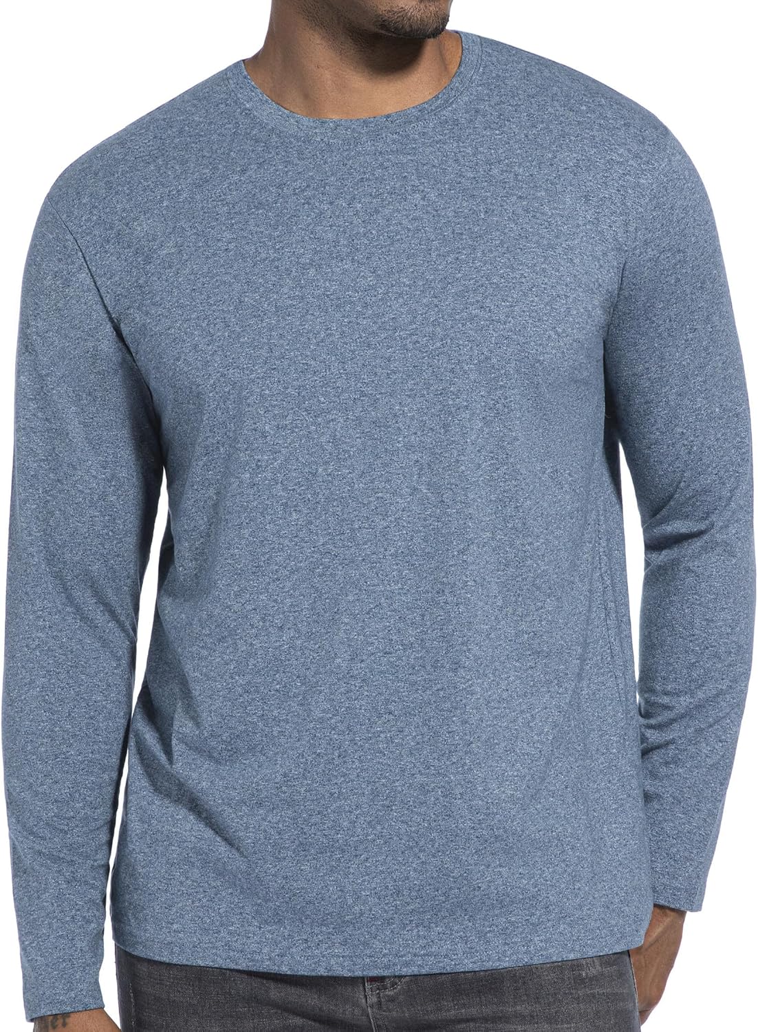 Detalle de VEIISAR Herren Langarm- und Kurzarm-T-Shirt (200 g Baumwolle), 95% Baumwolle + 5% Elasthan – Slim Fit