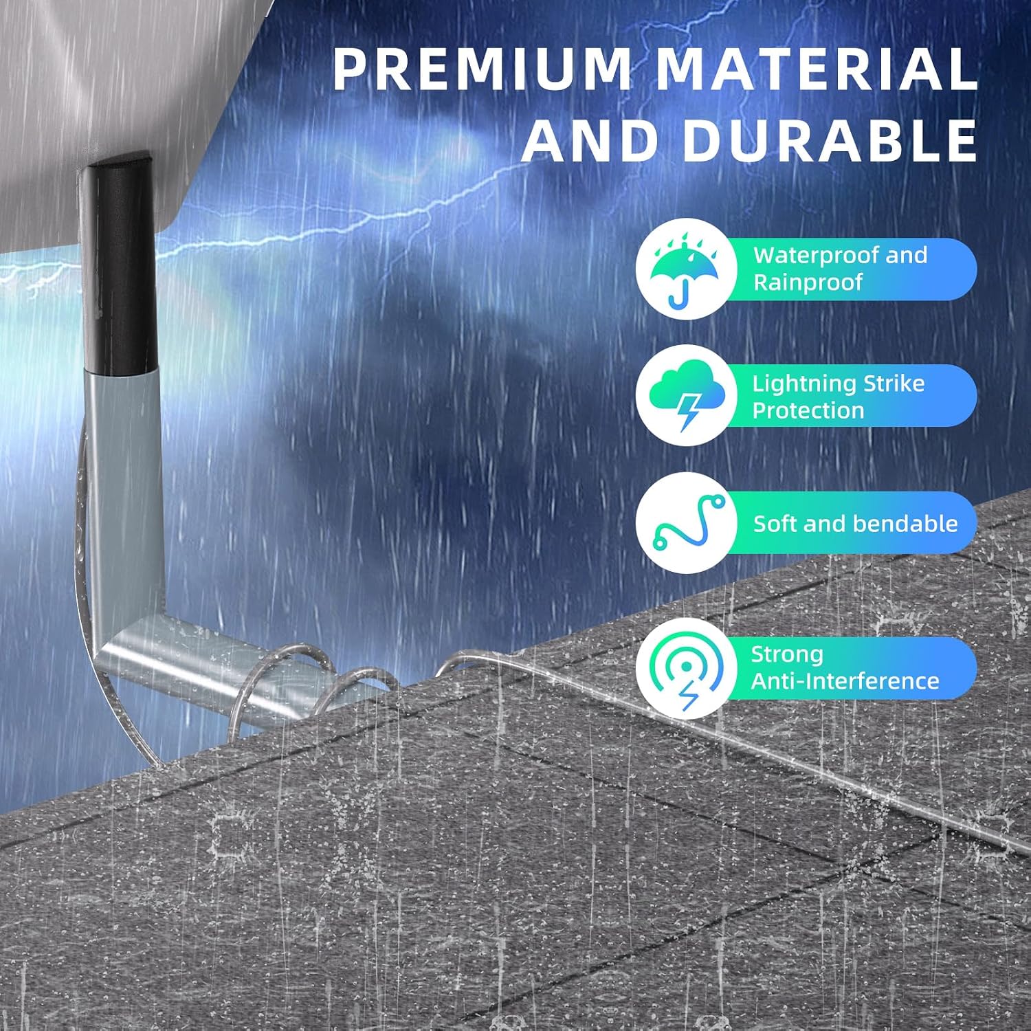 Detalle de DuHeSin for Starlink Cable Gen 2 (75FT / 23M) – Waterproof extension for Starlink Rectangular Satellite V2